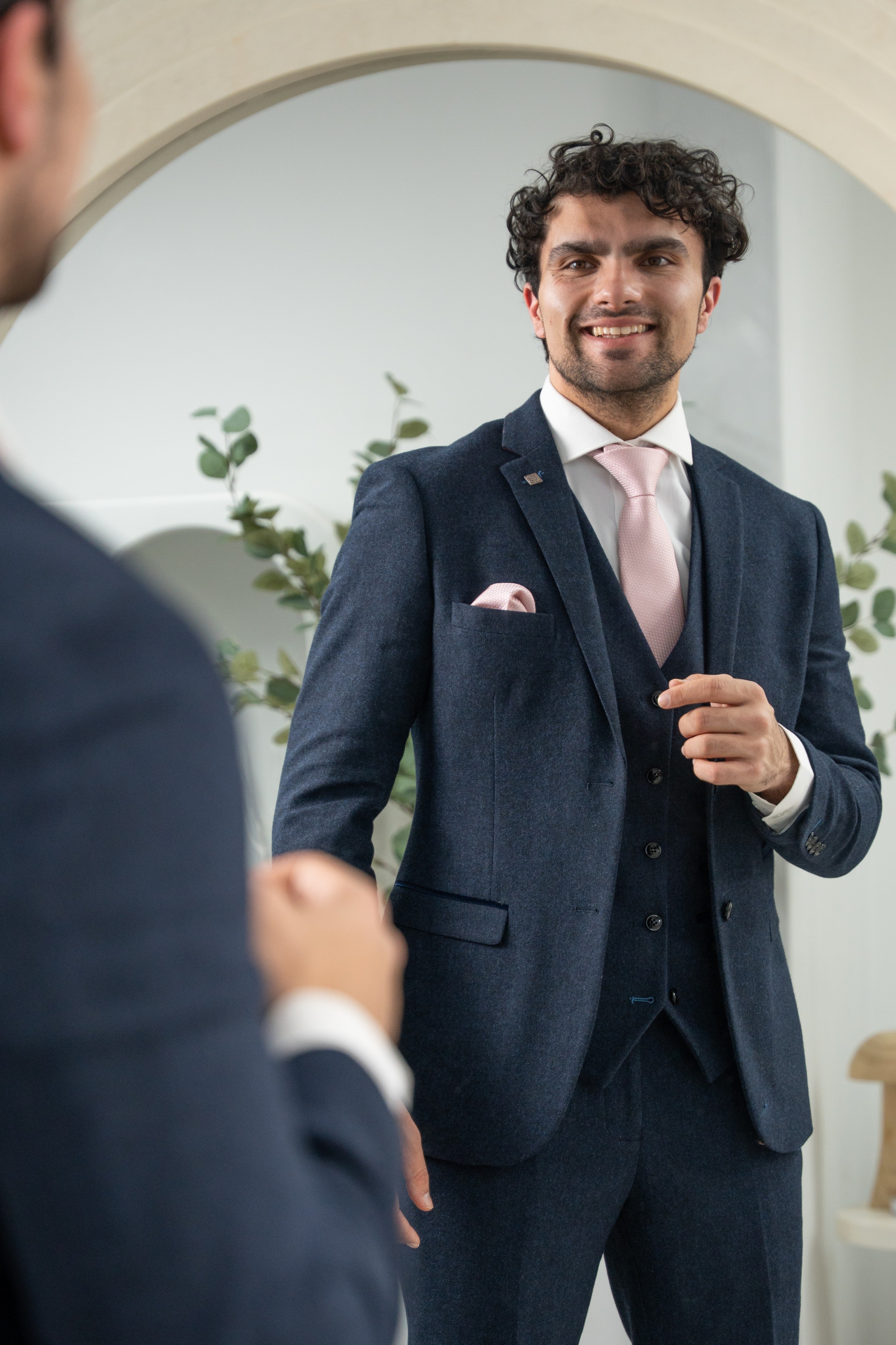 Oscar Navy Tweed Three Piece Suit
