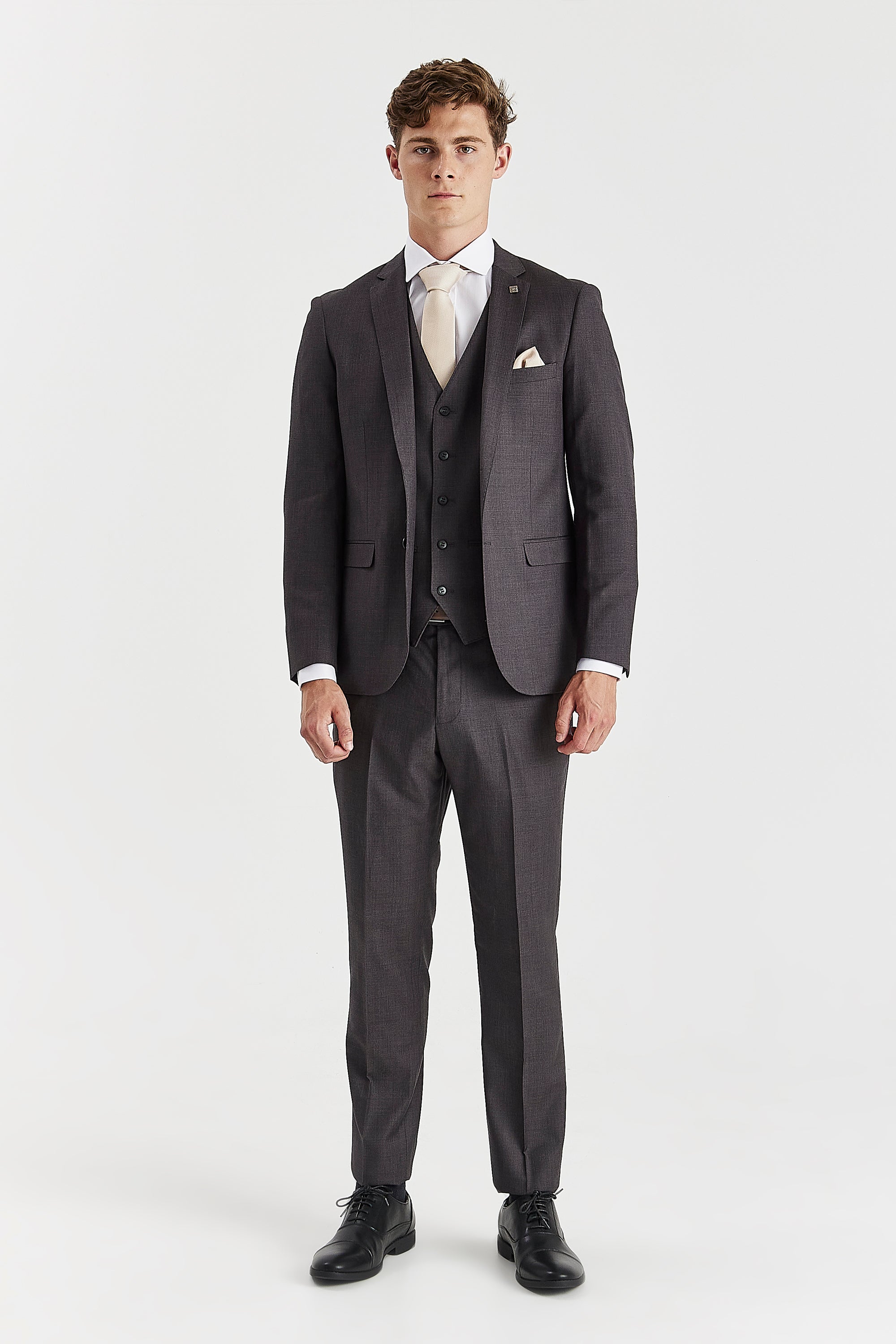 Charles Men's Charcoal Three Piece Suit