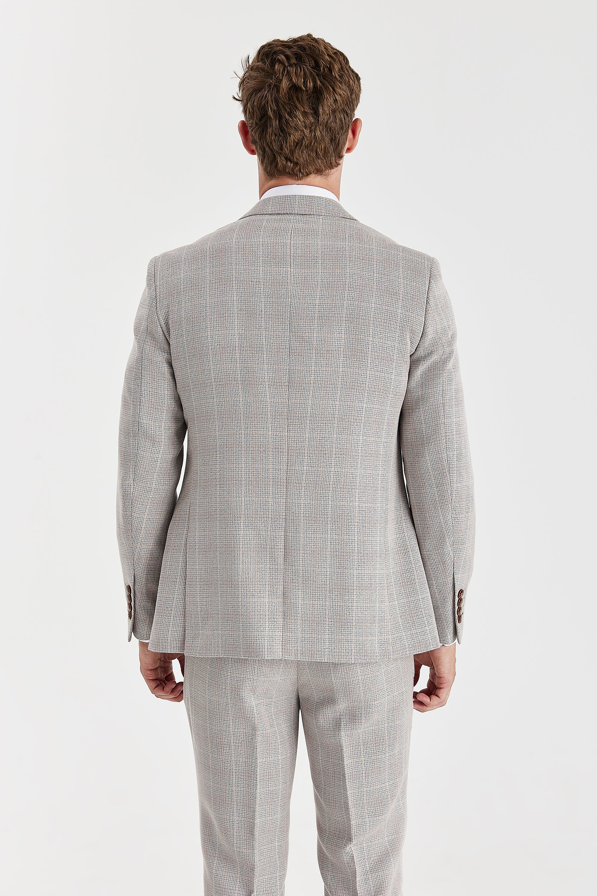 Leo Beige Check Three Piece Suit