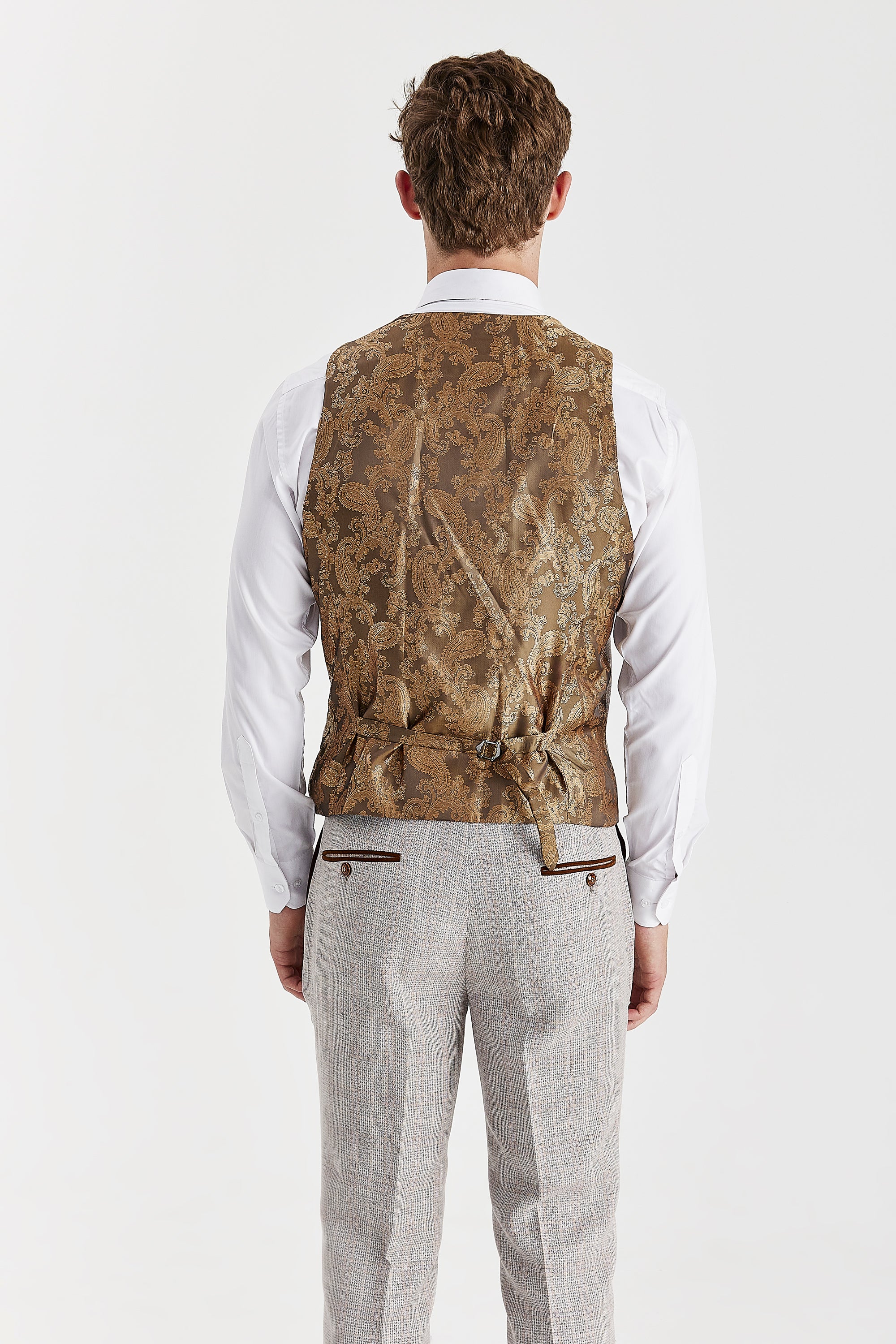 Leo Beige Check Three Piece Suit