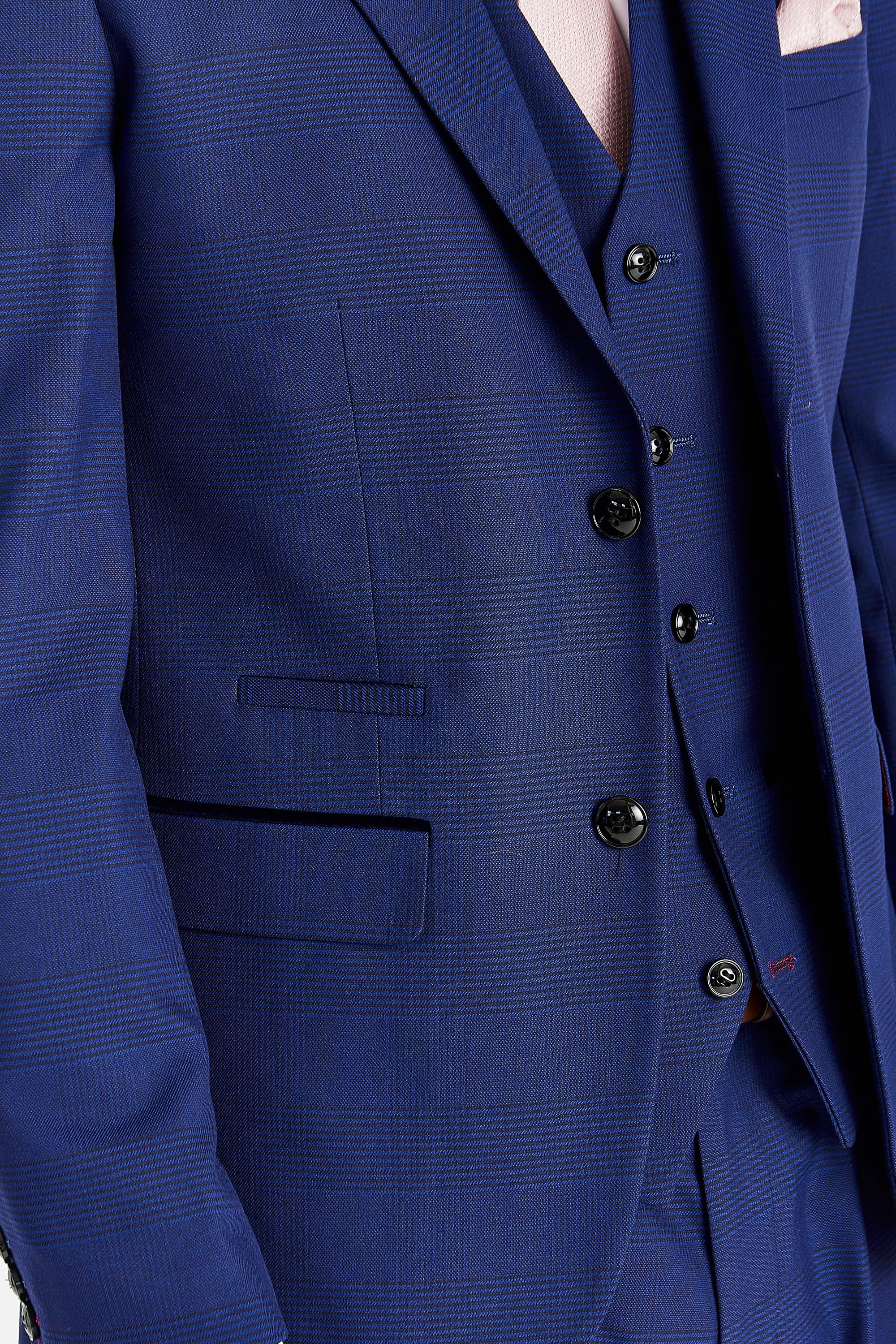 Mark Blue Check Three Piece Suit