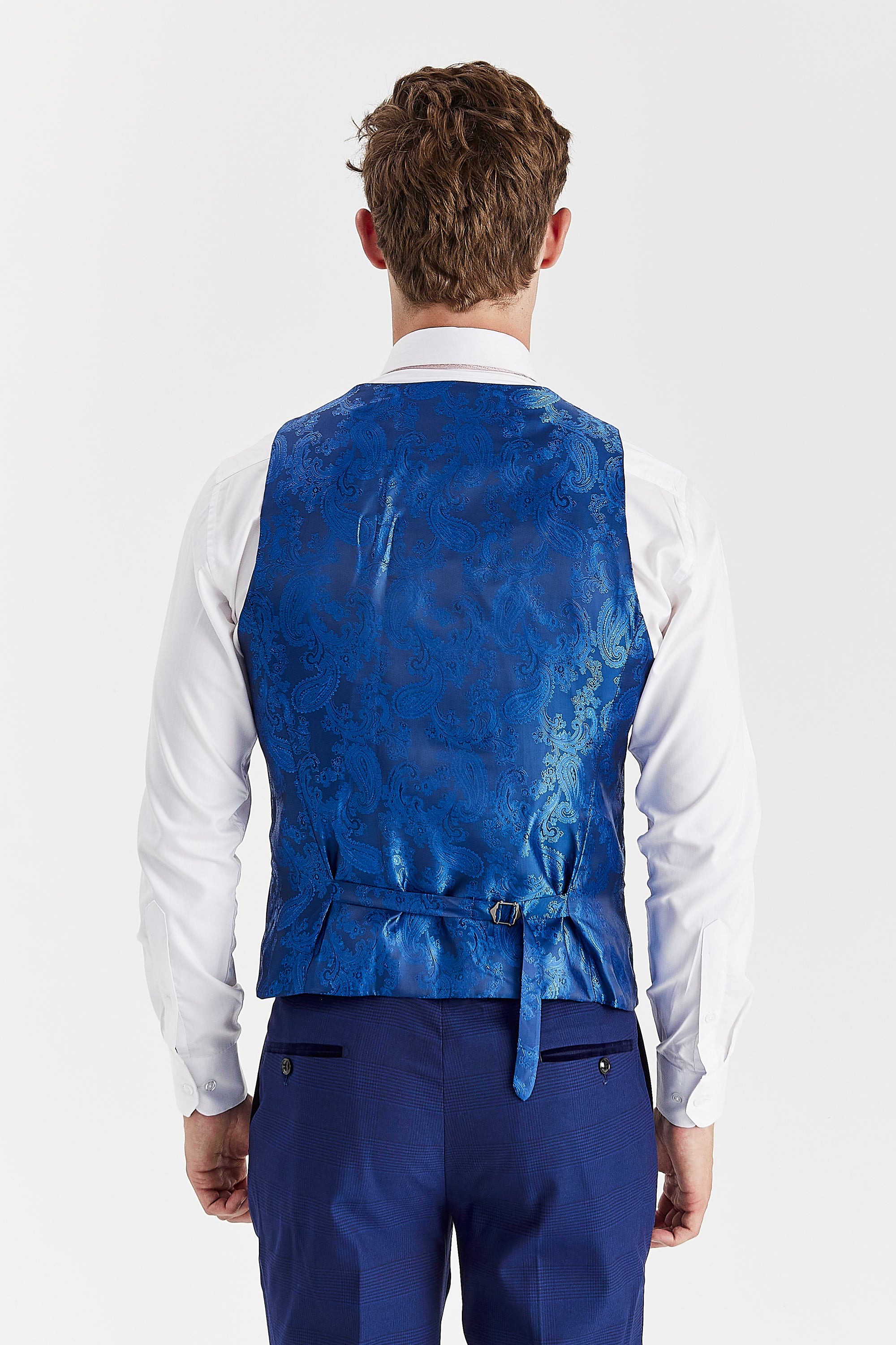 Mark Blue Check Three Piece Suit