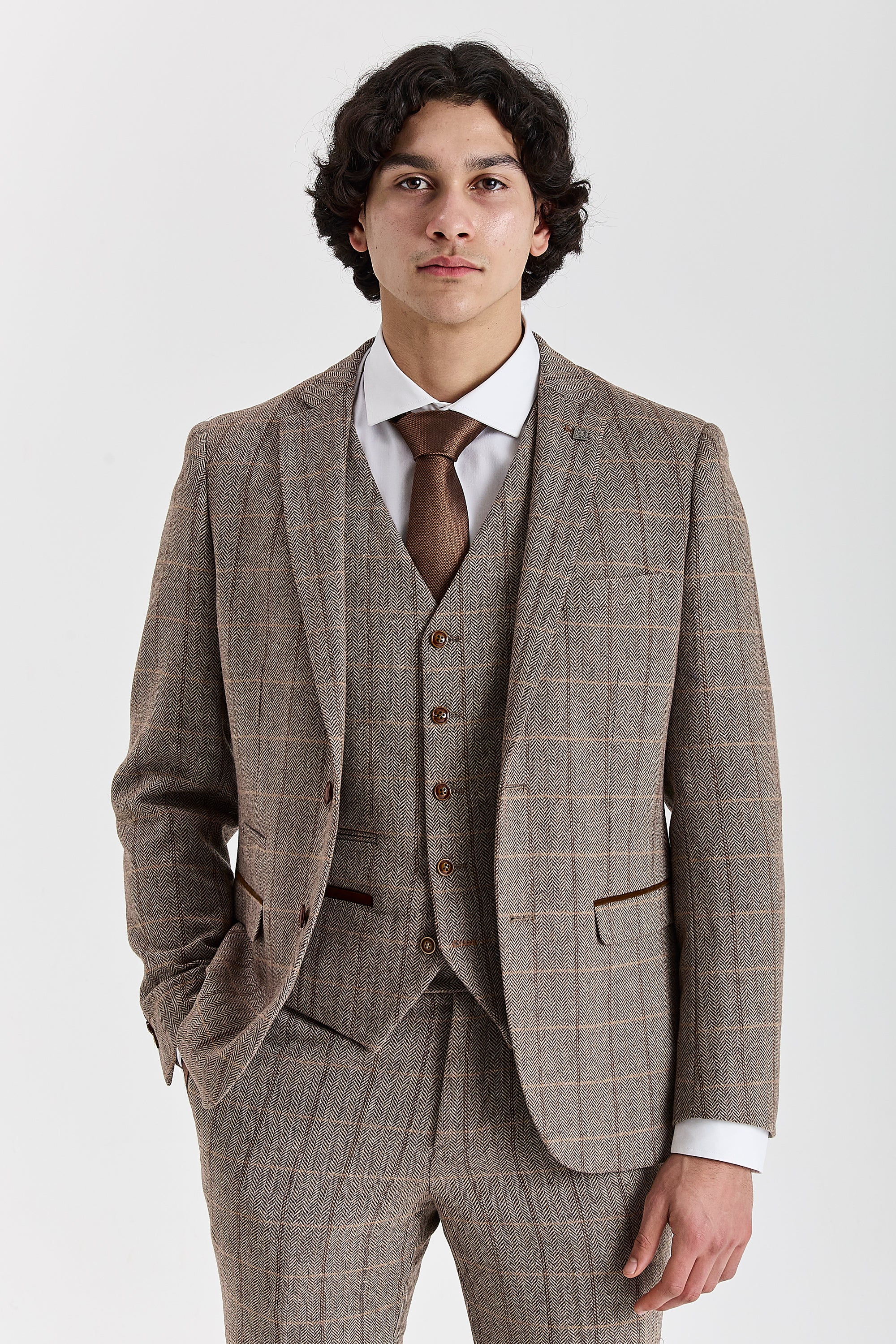 Harris Brown Herringbone Tweed Check Three Piece Suit