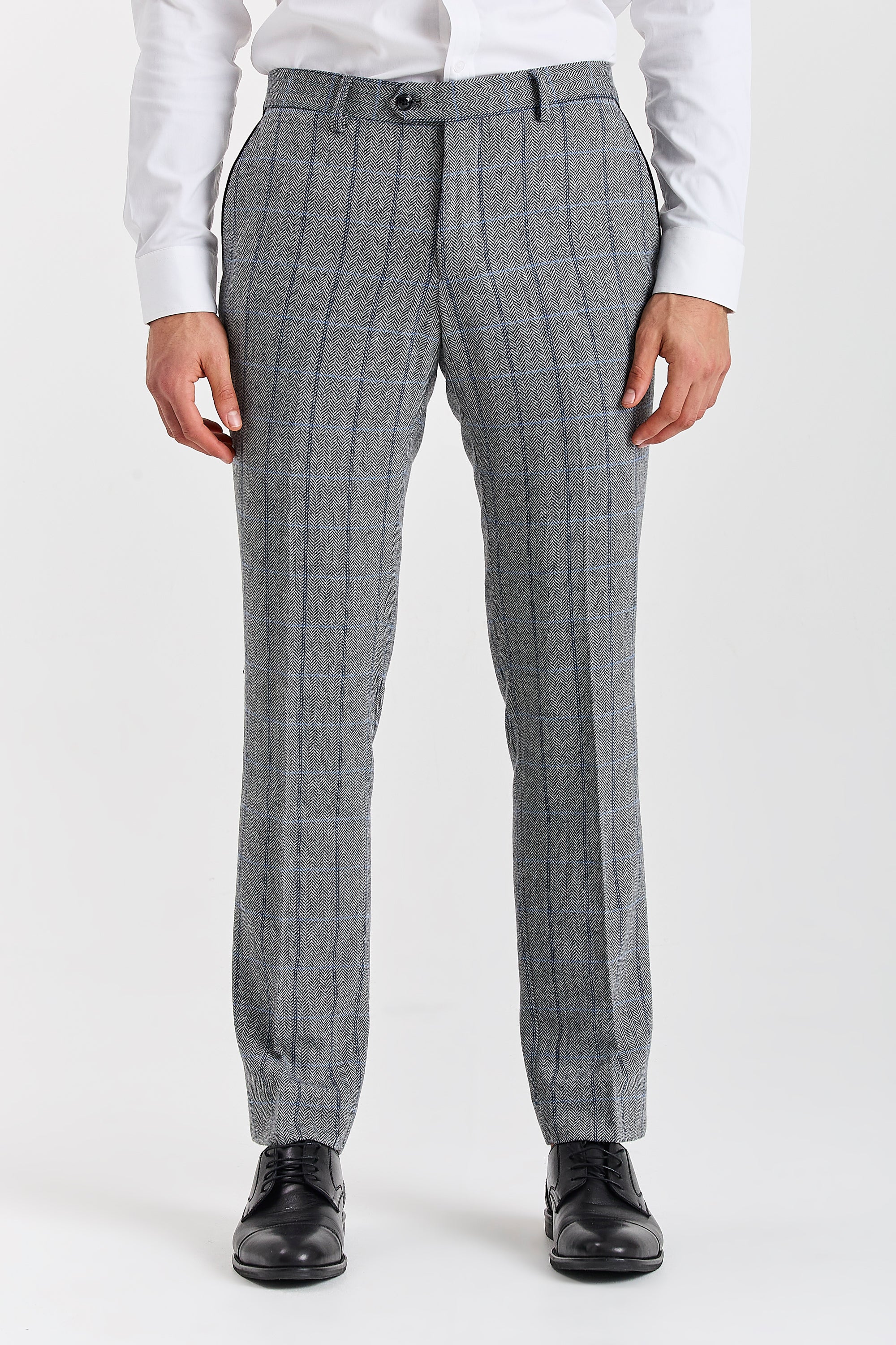 Harris - Men's Grey Tweed Check Trousers