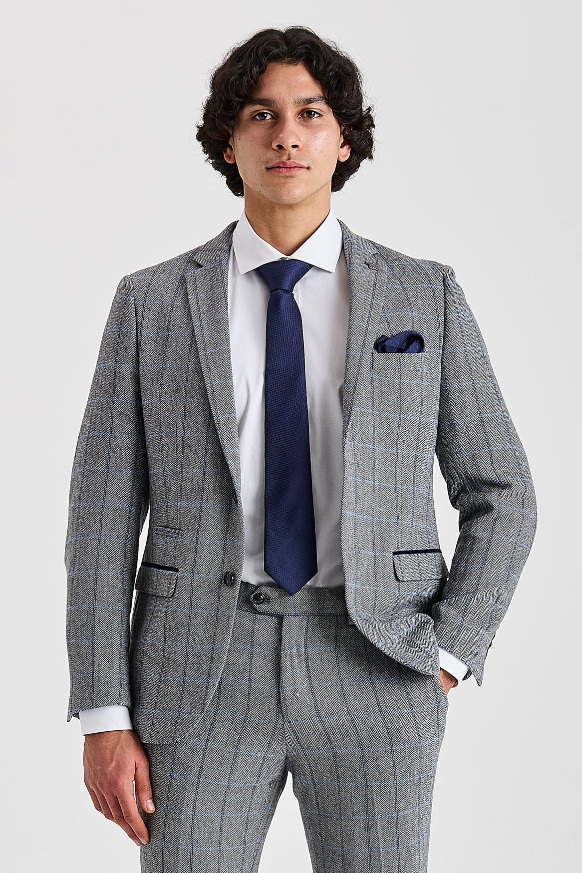 Harris Grey Herringbone Tweed Check Two Piece Suit