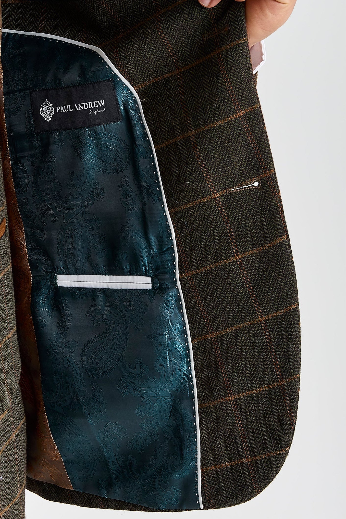 Harris - Men's Green Herringbone Tweed Check Blazer