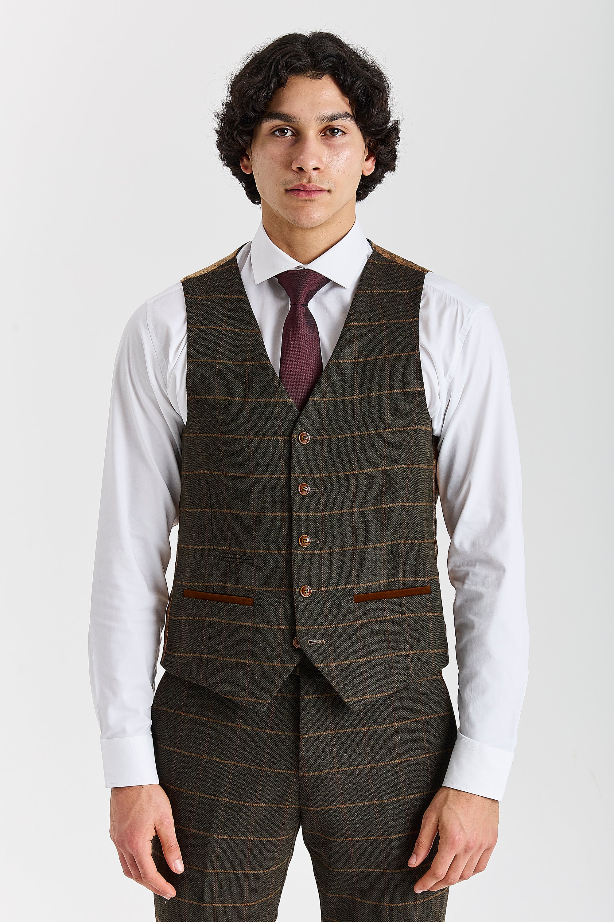 Harris Green Herringbone Tweed Check Three Piece Suit