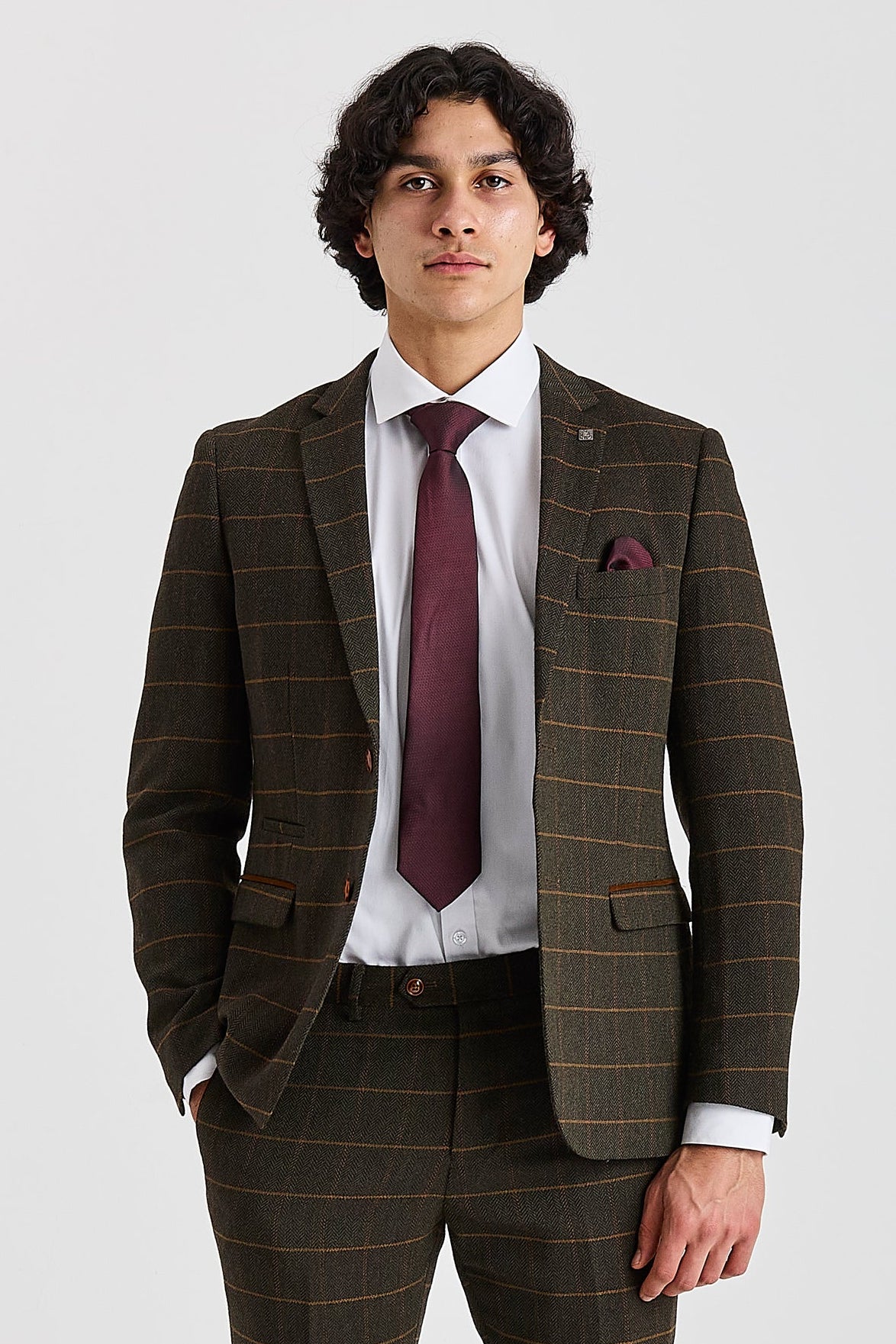 Harris - Men's Green Herringbone Tweed Check Blazer