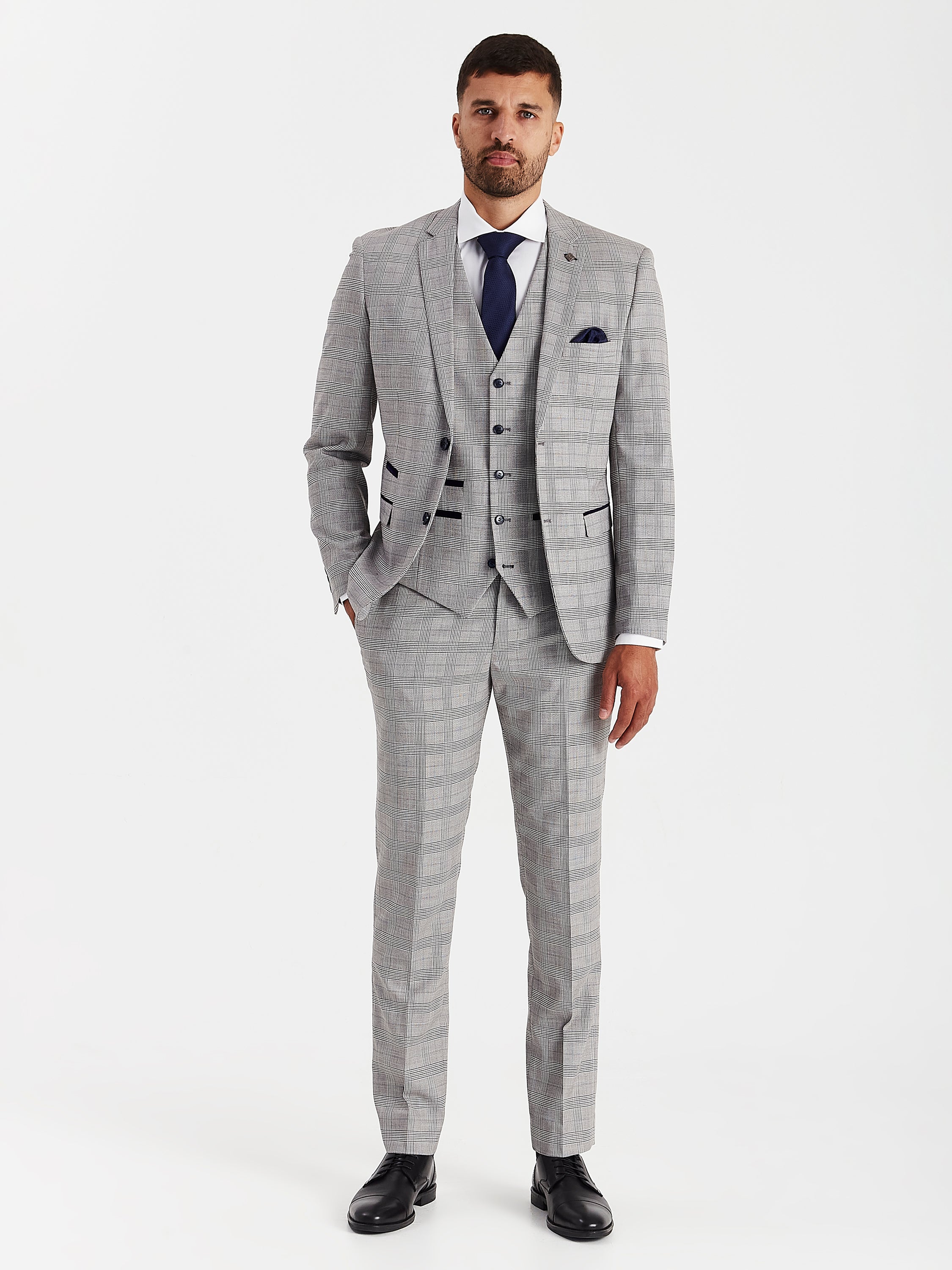 Hugo Grey Check Three Piece Suit