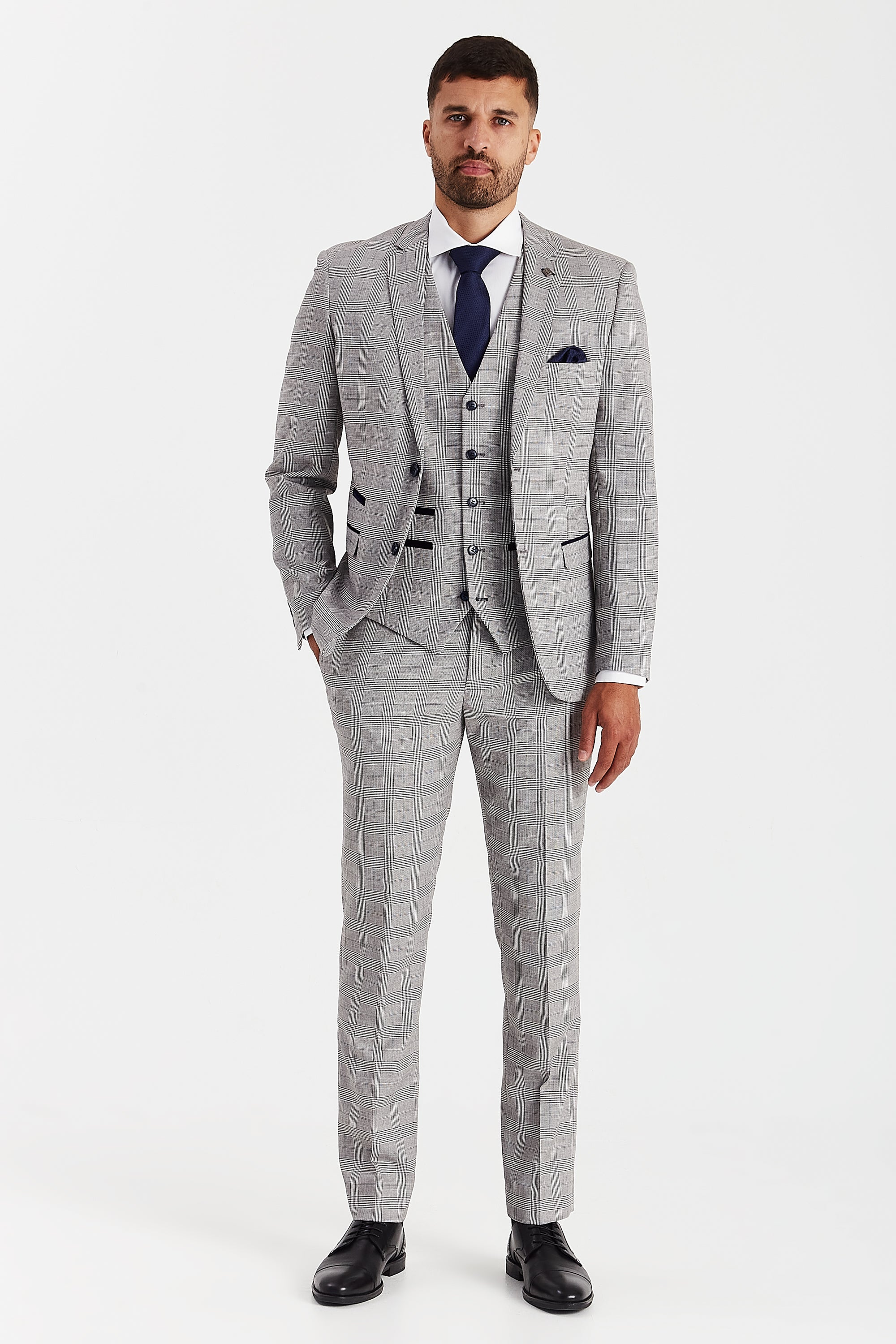 Hugo Grey Check Three Piece Suit