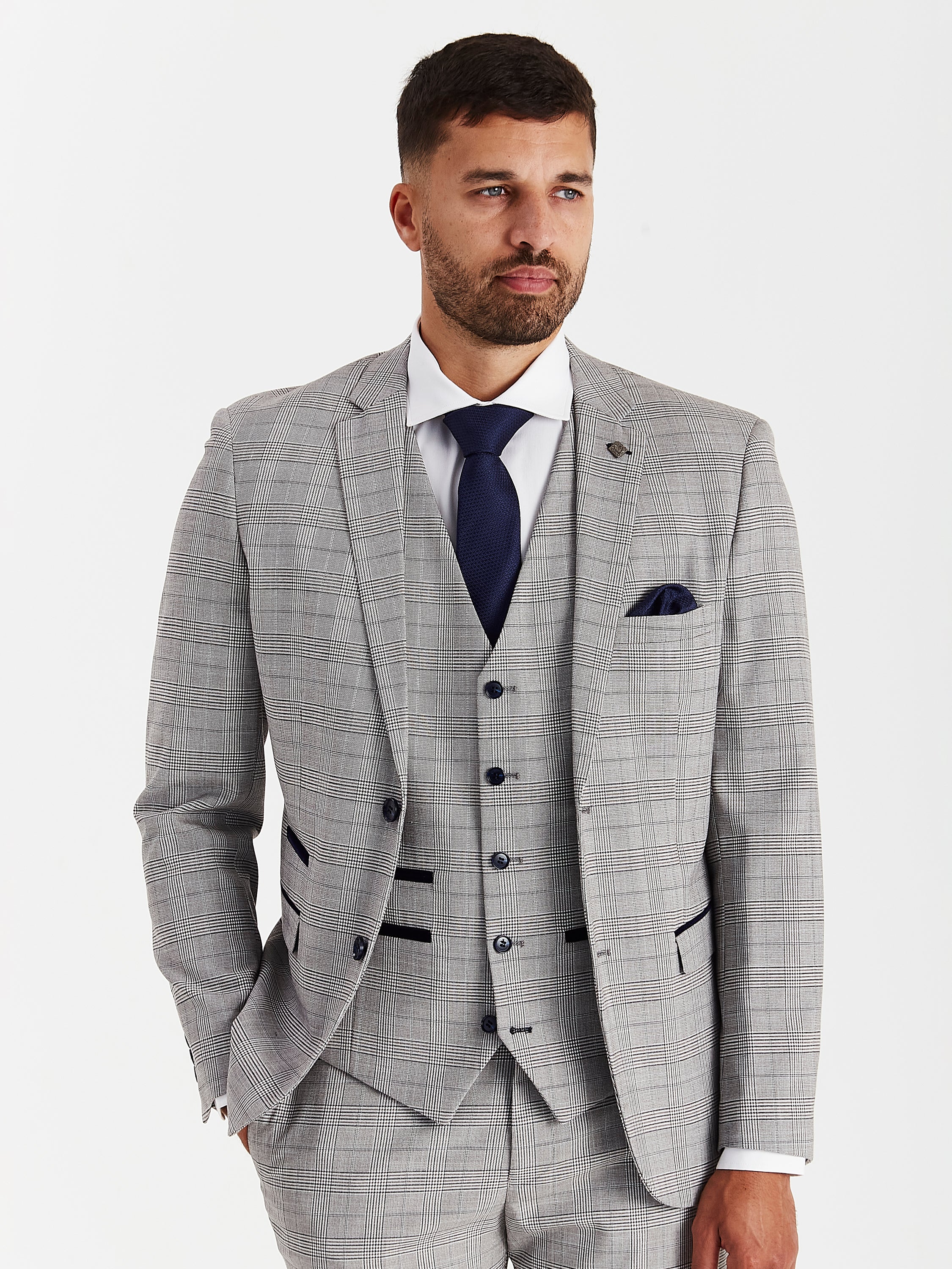 Hugo Grey Check Three Piece Suit