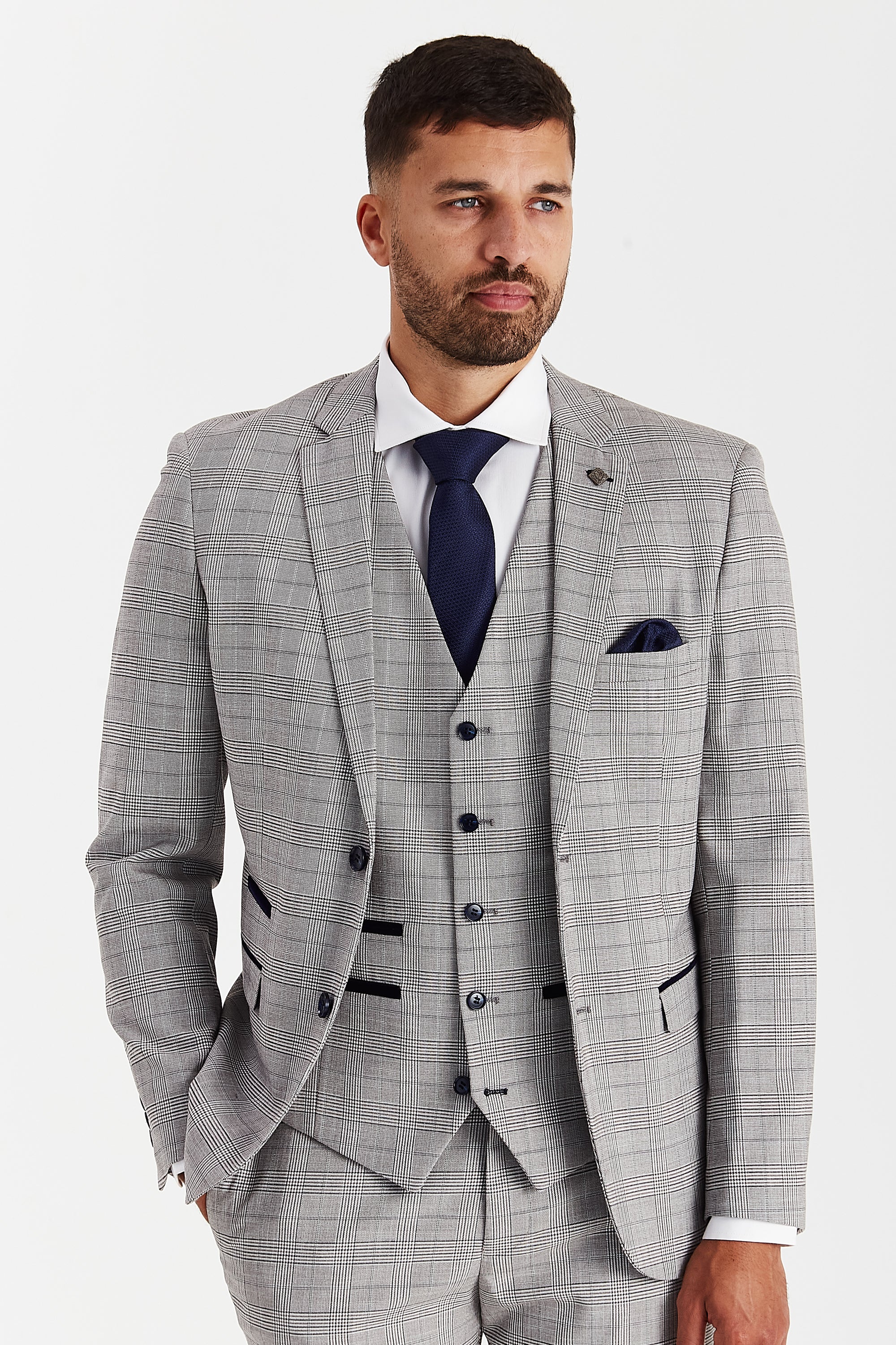 Hugo Grey Check Three Piece Suit