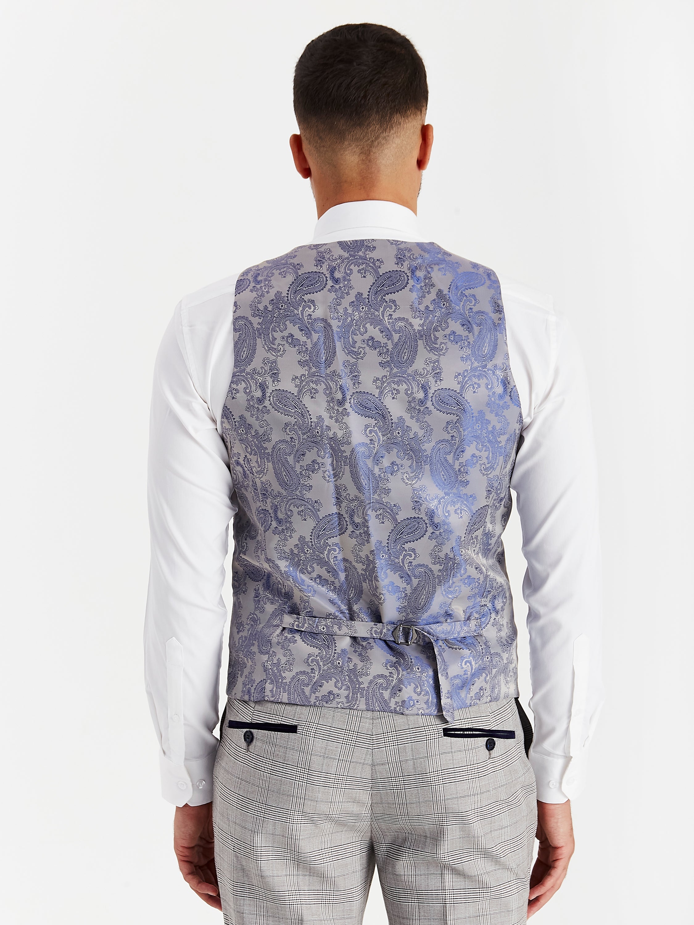 Hugo - Men's Grey Check Waistcoat