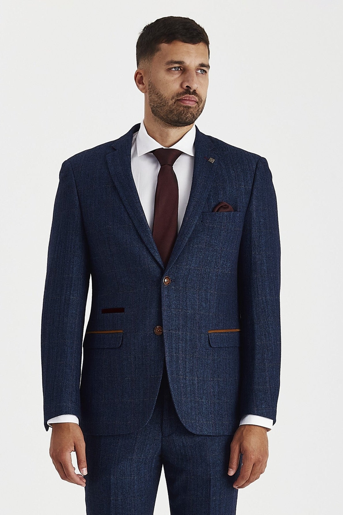Scott Navy Men's Checked Blazer | Paul Andrew Suits