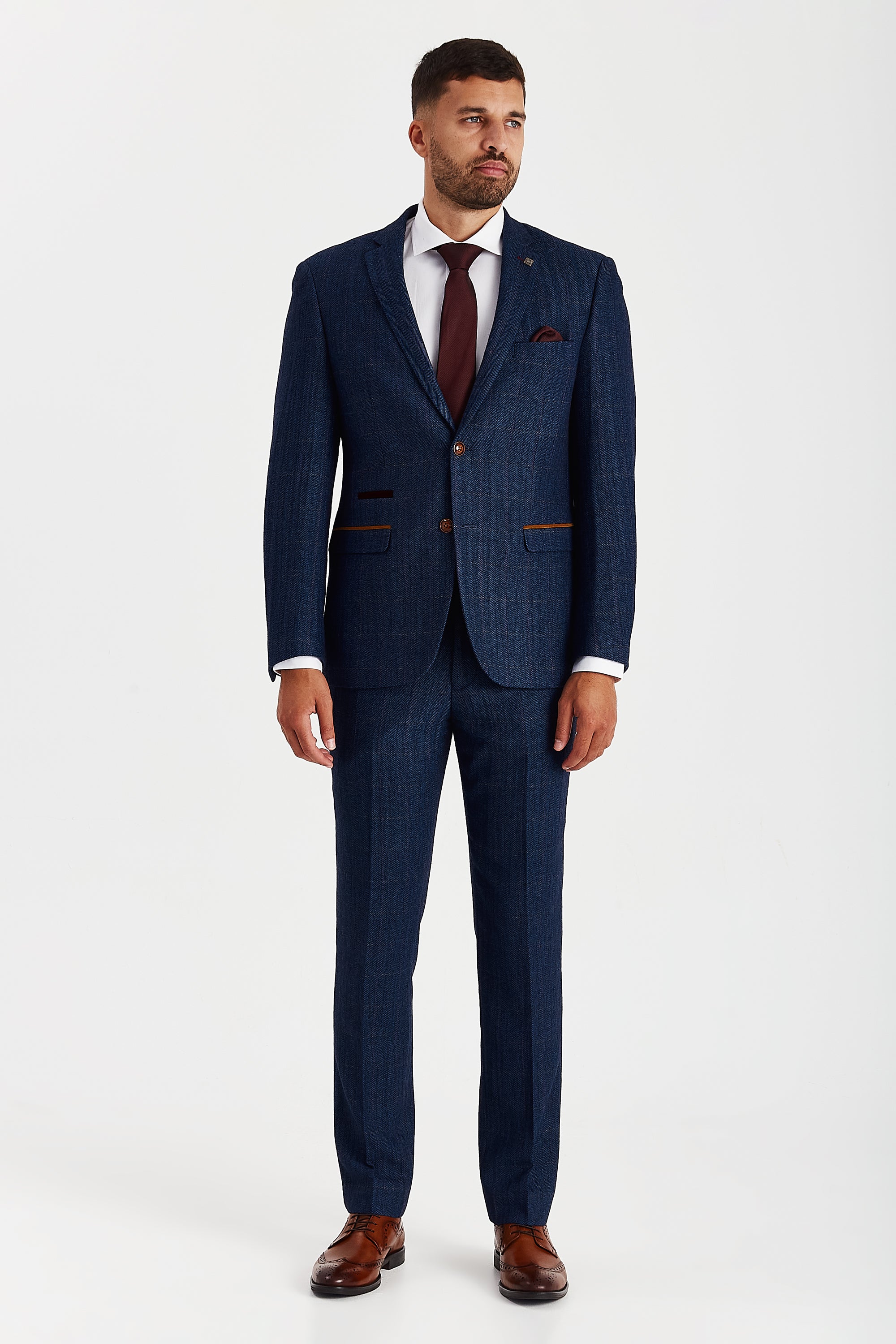 Scott Navy Tweed Check Two Piece Suit