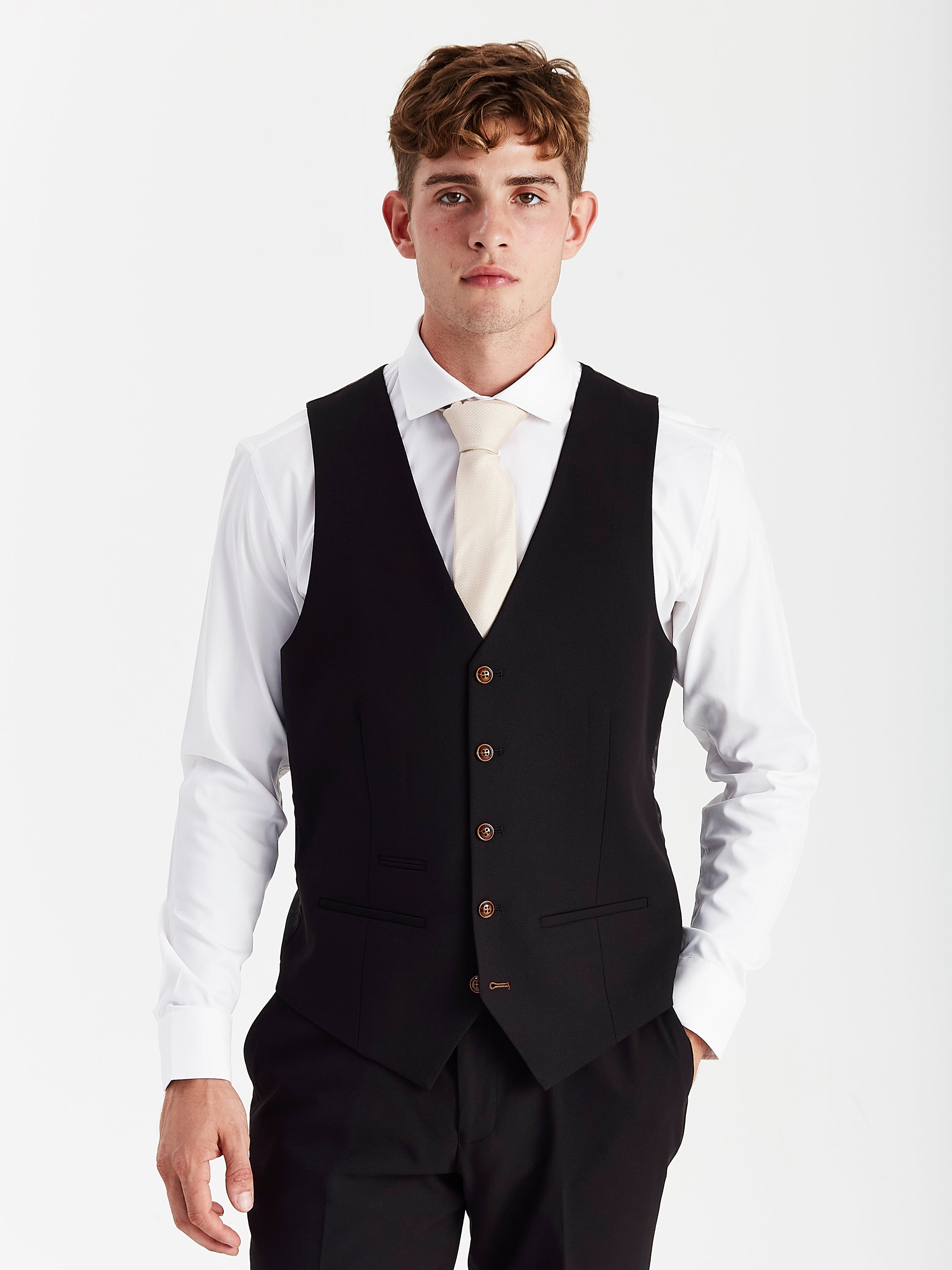 Mayfair - Men's Black Textured Waistcoat
