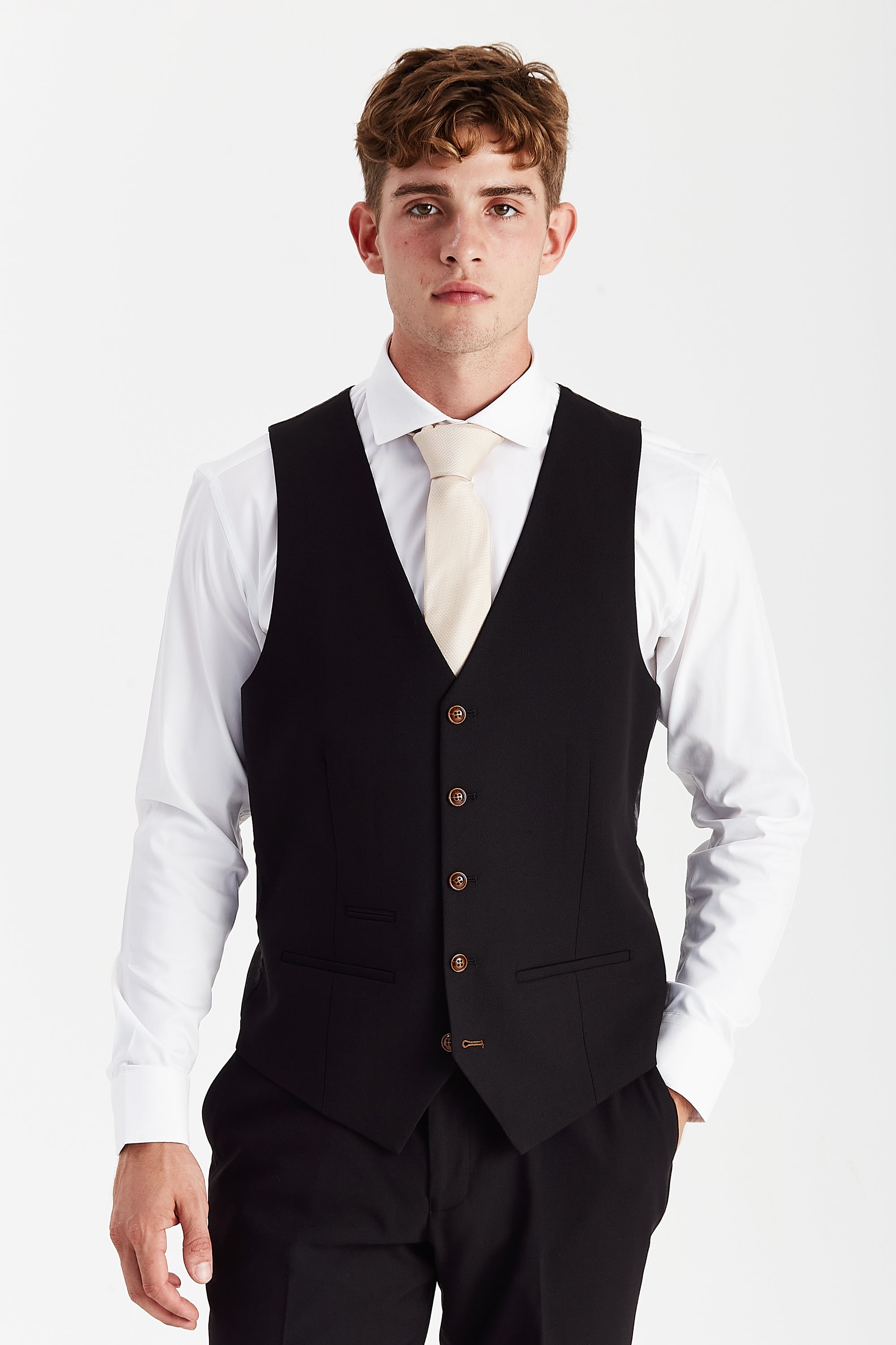 Mayfair - Men's Black Textured Waistcoat