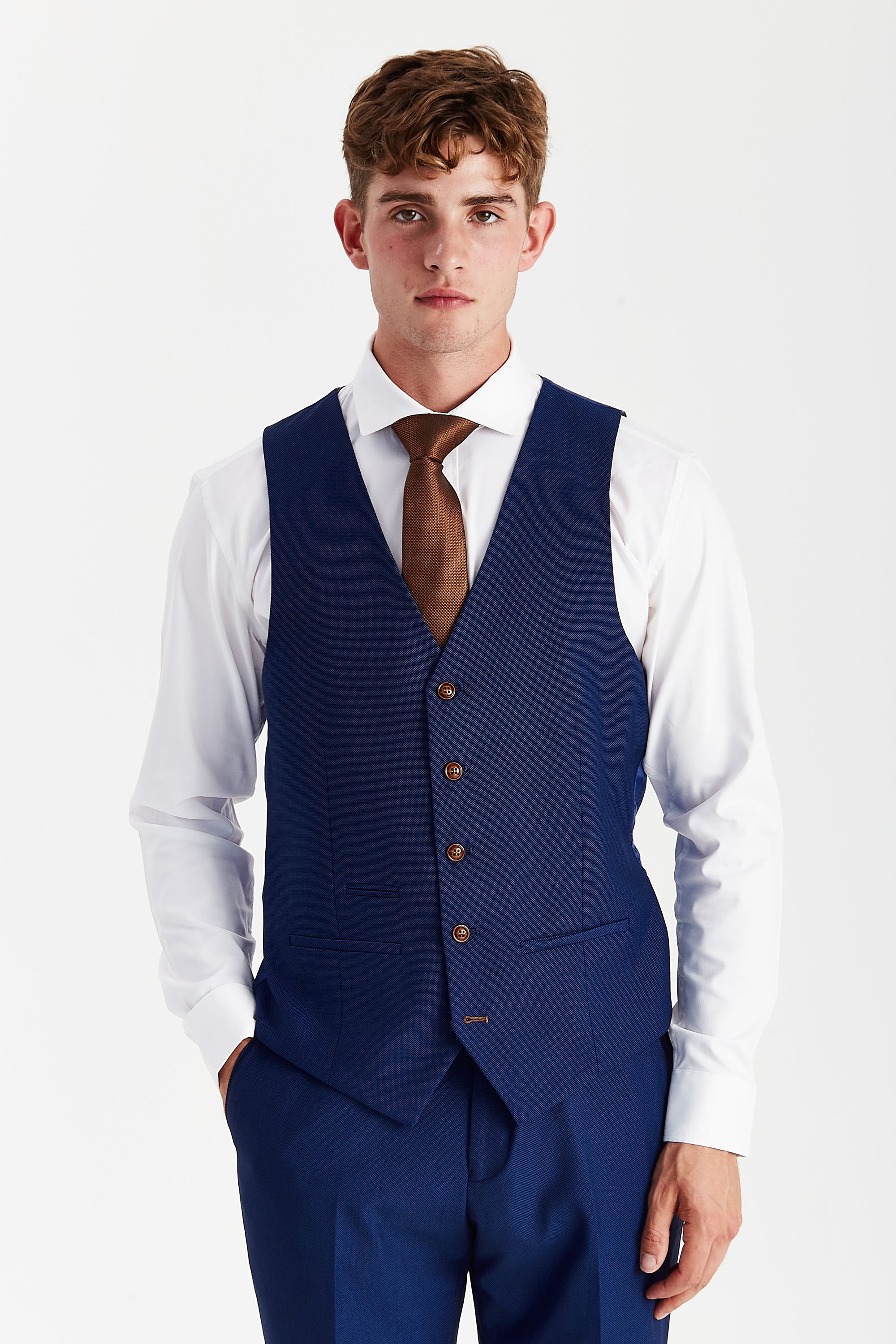Mayfair Blue Textured Three Piece Suit
