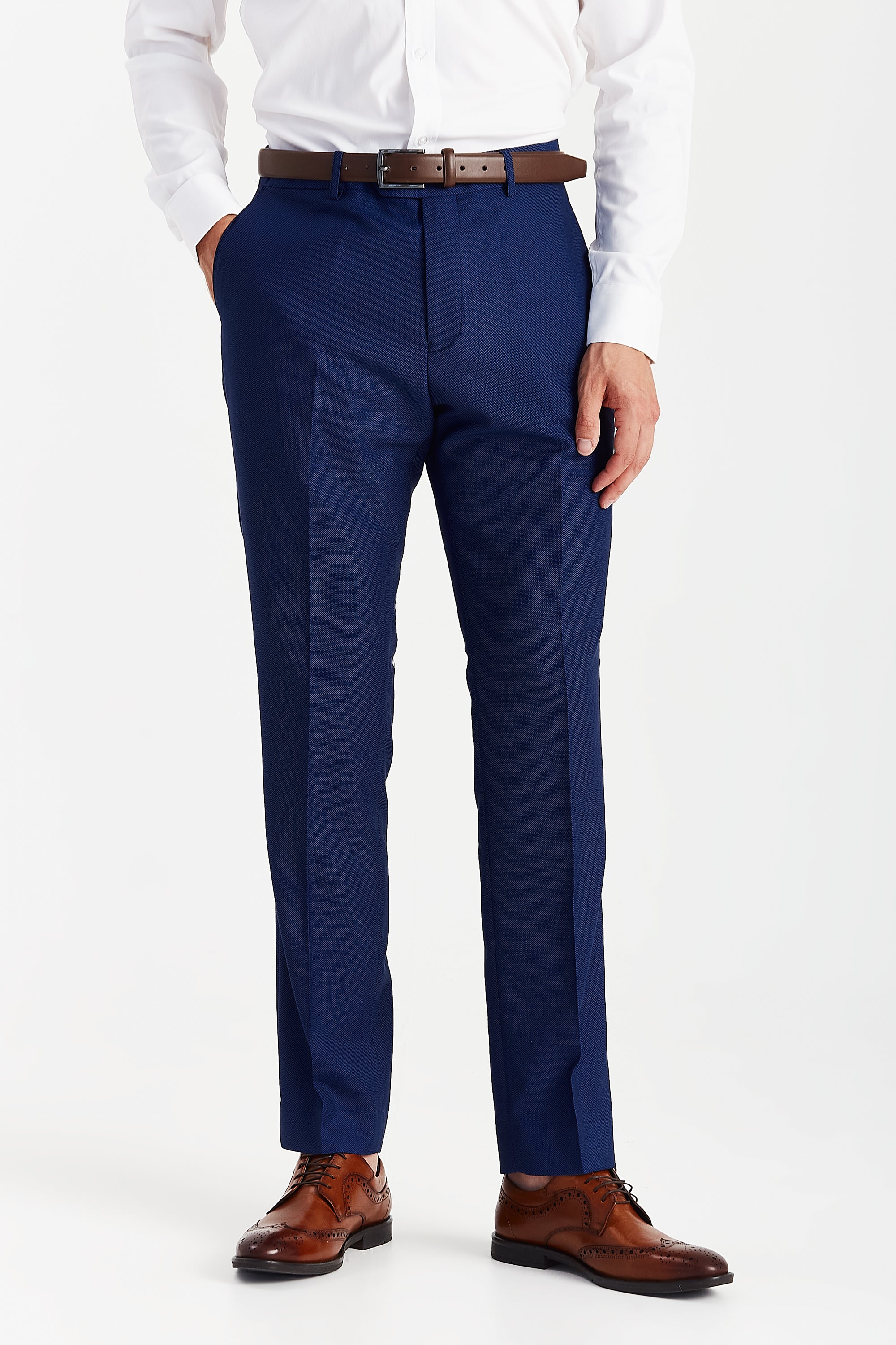 Mayfair Blue Textured Three Piece Suit