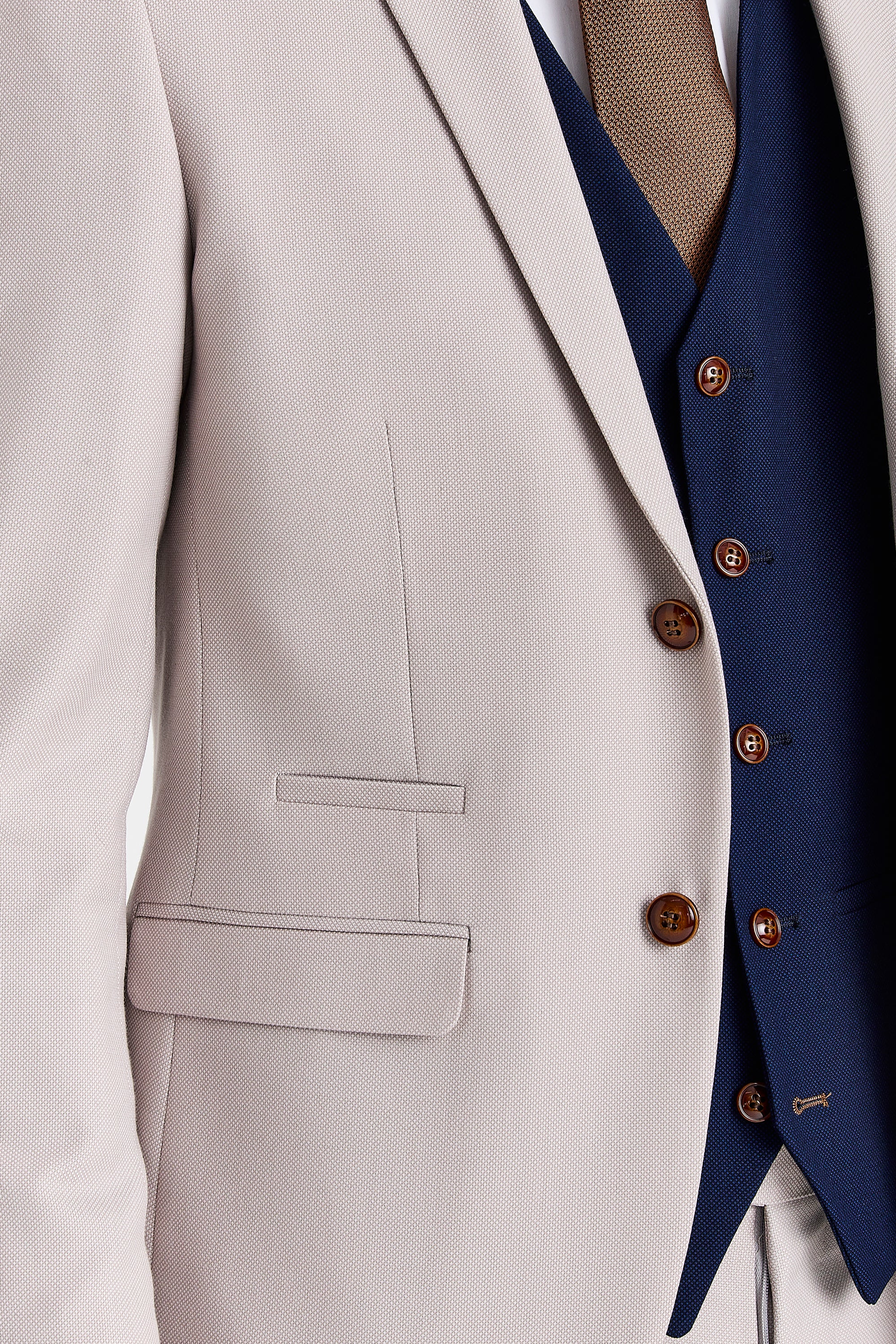 Mayfair Stone Textured Suit With Navy Waistcoat