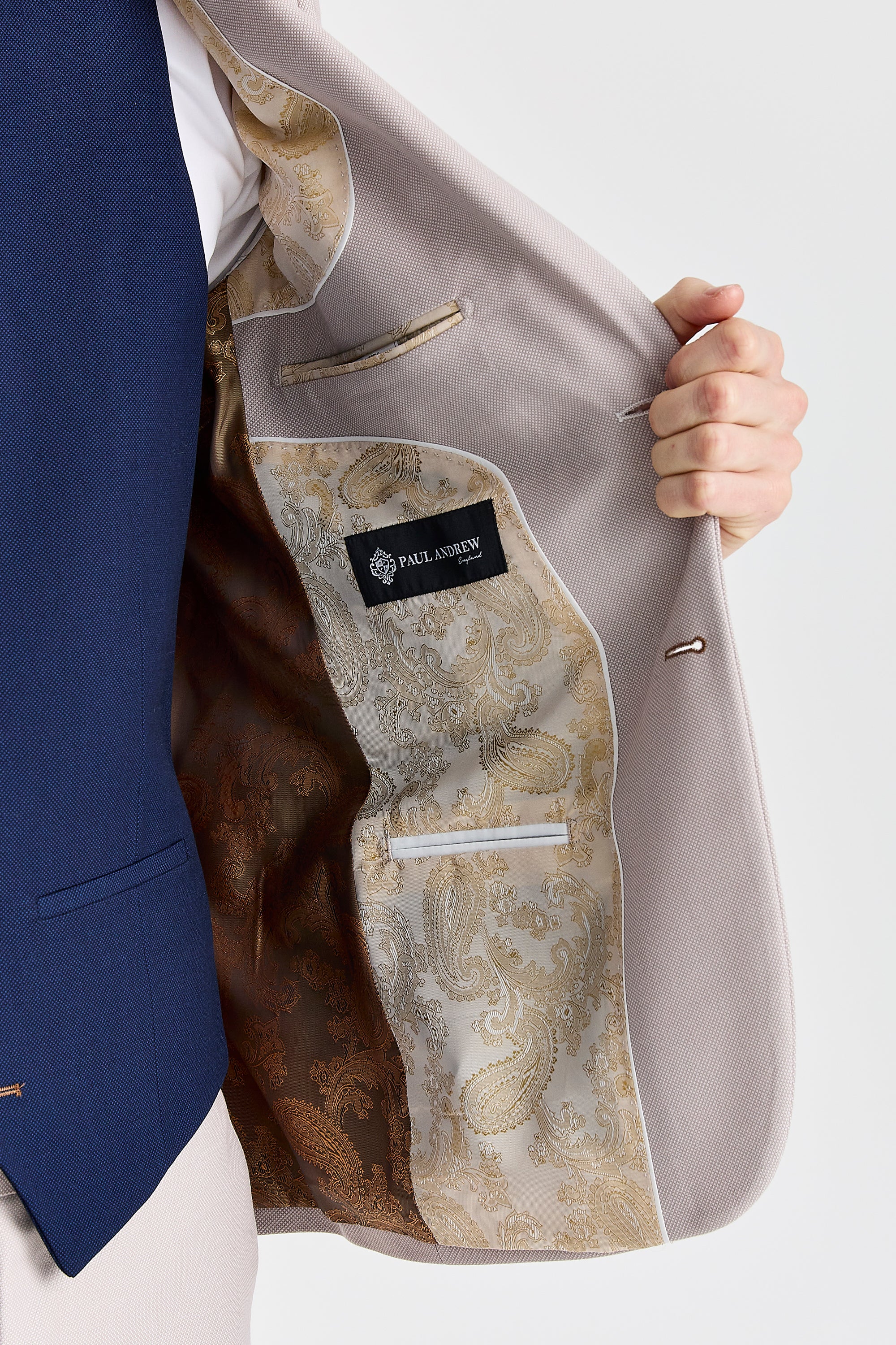 Mayfair Stone Textured Suit With Navy Waistcoat