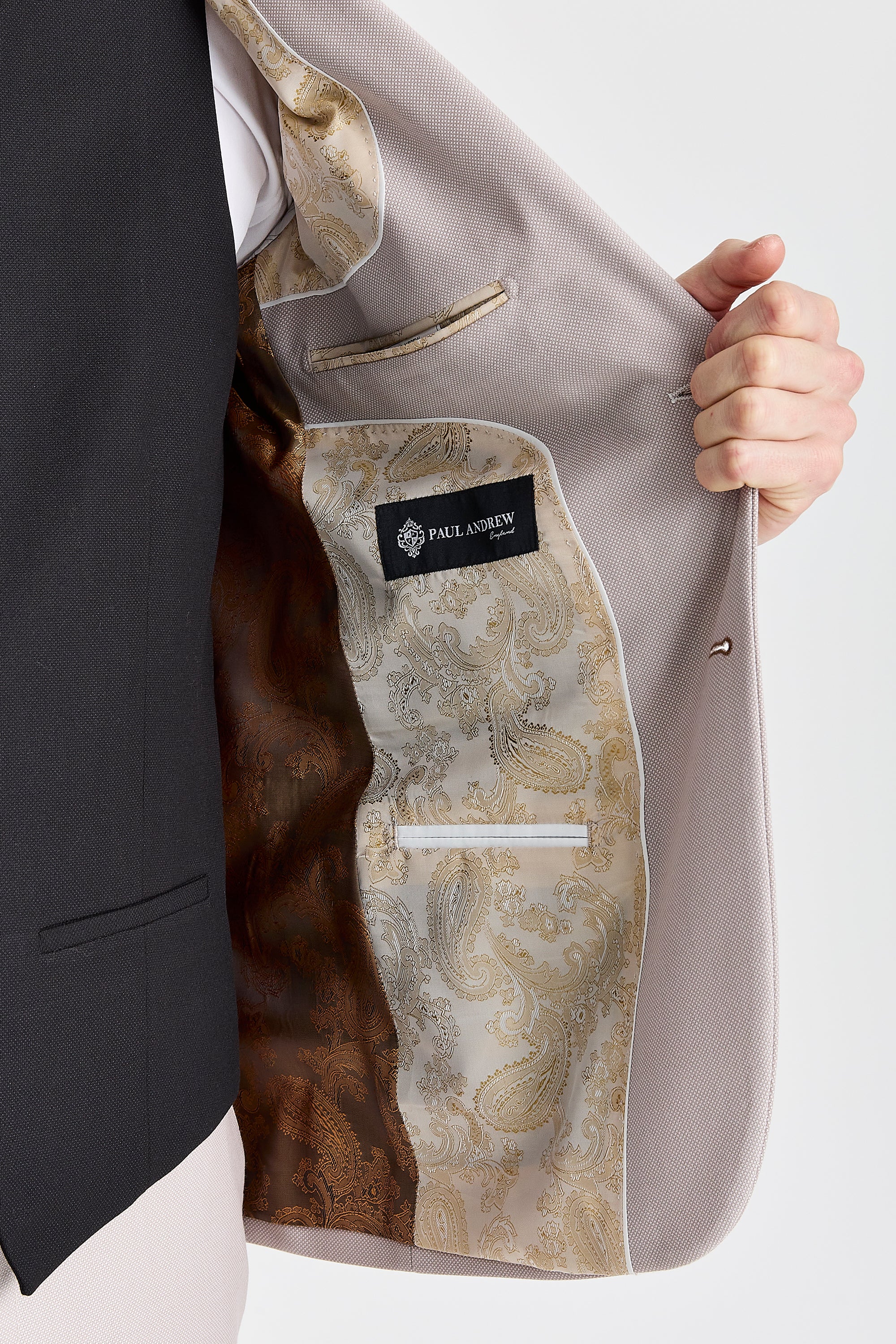 Mayfair Stone Textured Suit With Black Waistcoat