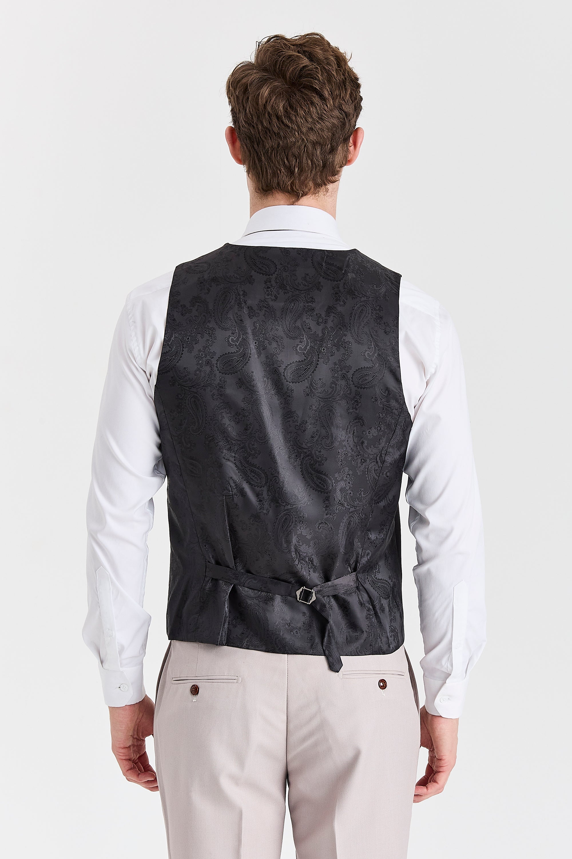 Mayfair Stone Textured Suit With Black Waistcoat