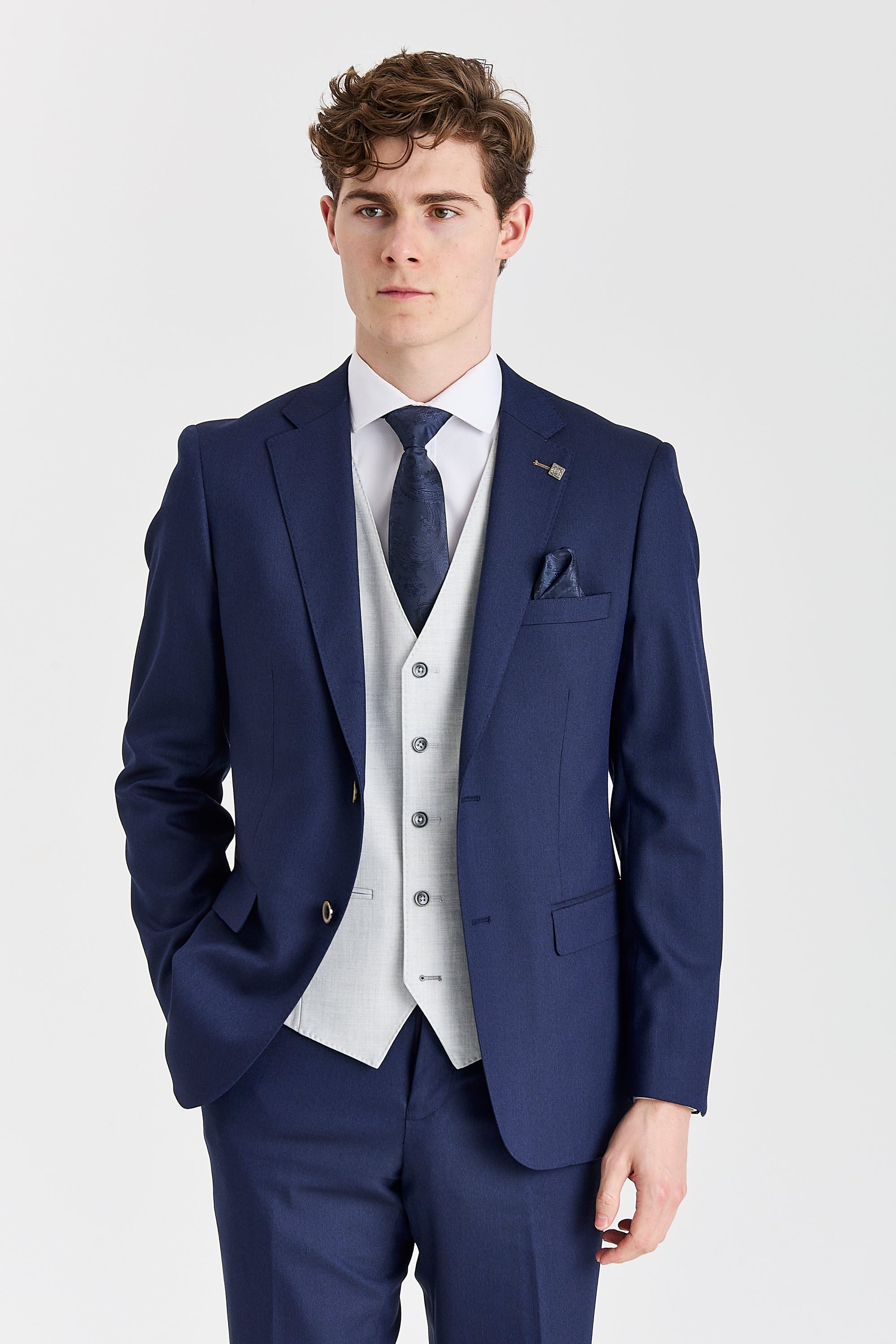 Belmont Navy Suit with Belmont Silver Waistcoat