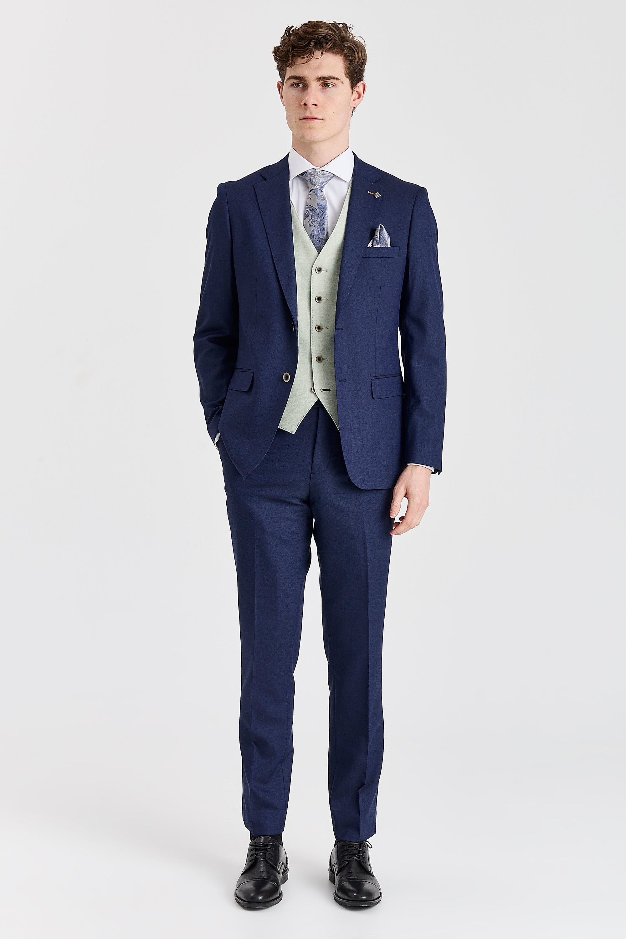 Belmont Navy Suit with Belmont Sage Waistcoat