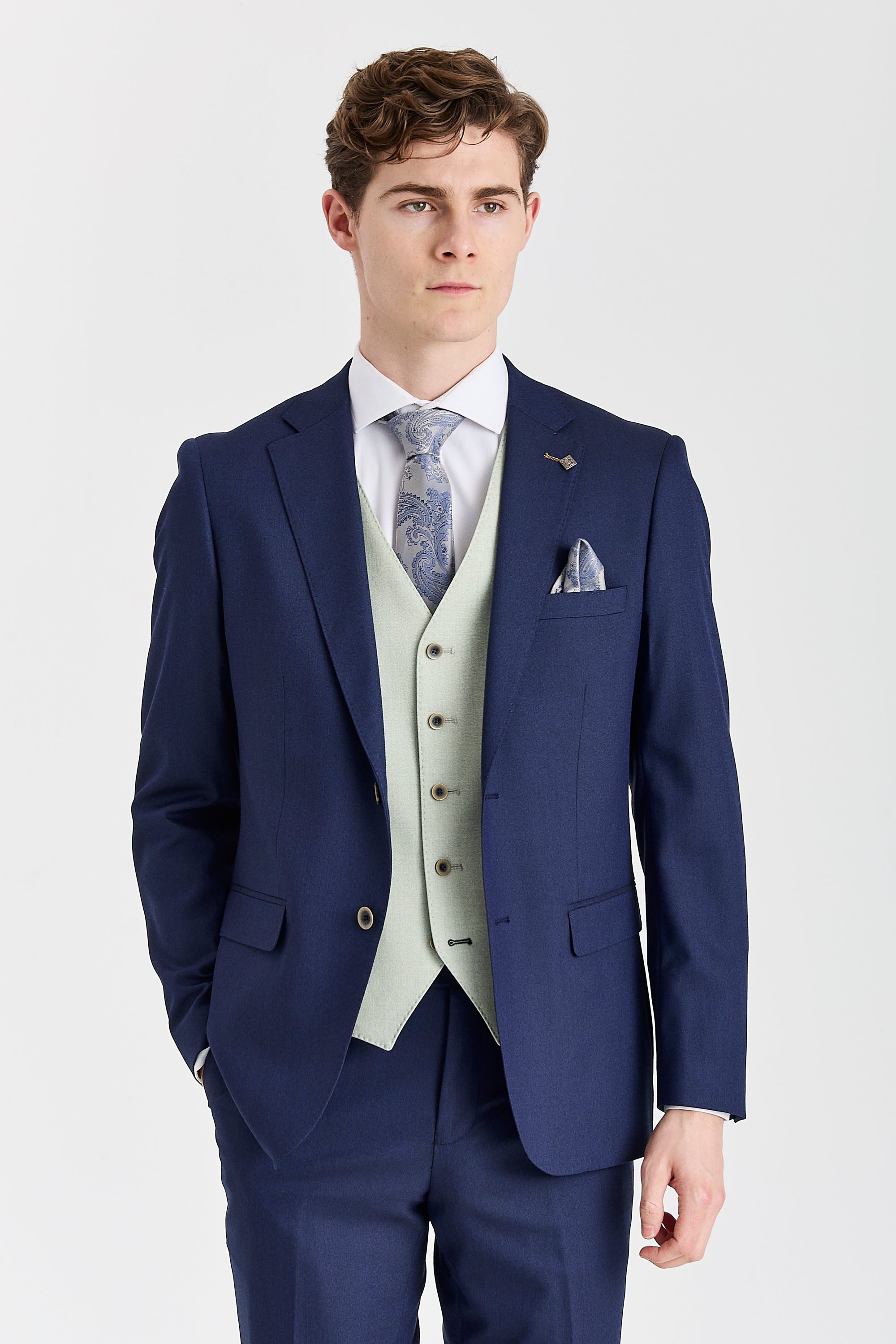 Belmont Navy Suit with Belmont Sage Waistcoat