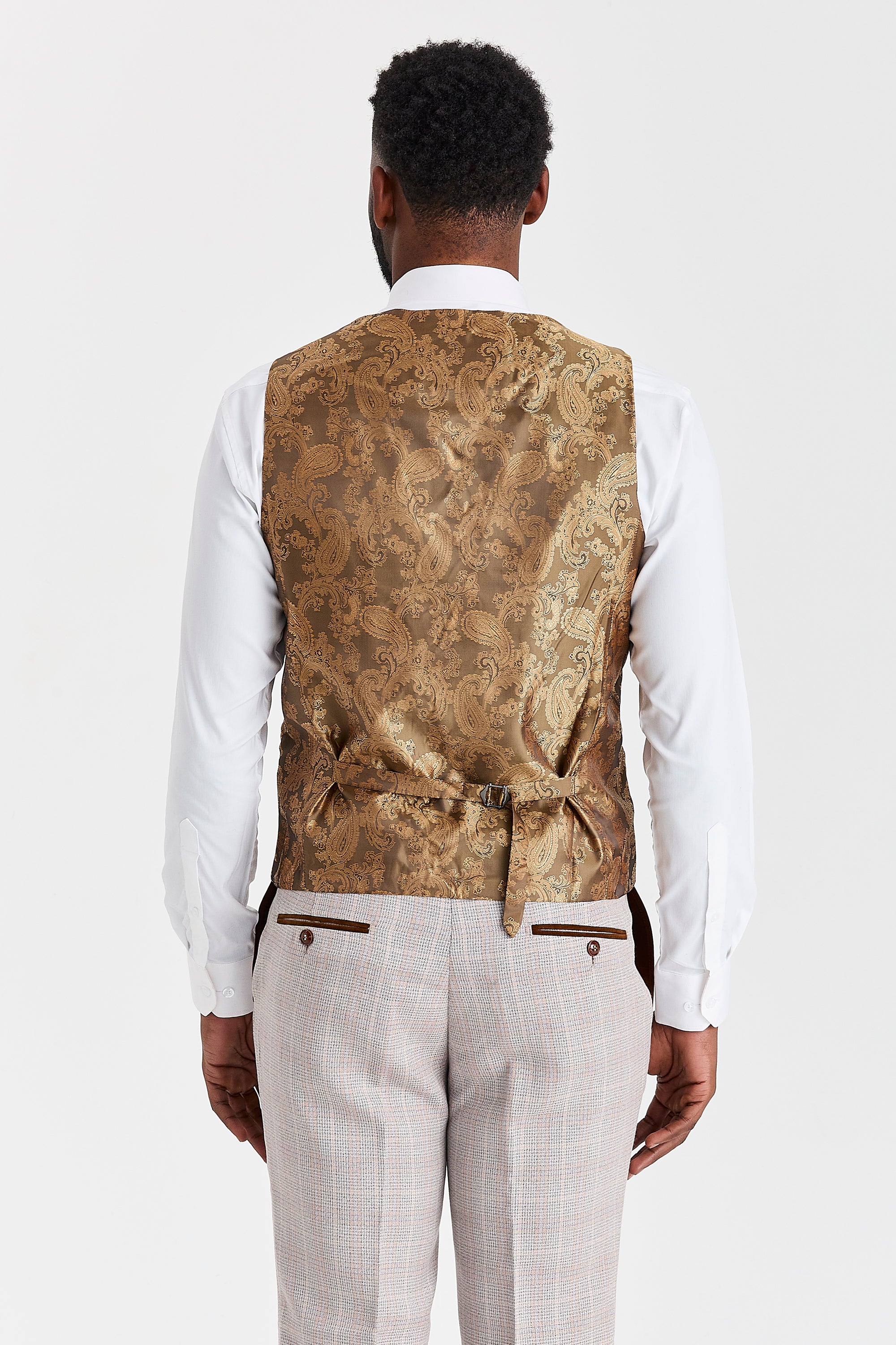 Leo Beige Suit with Harris Brown Tweed Waistcoat