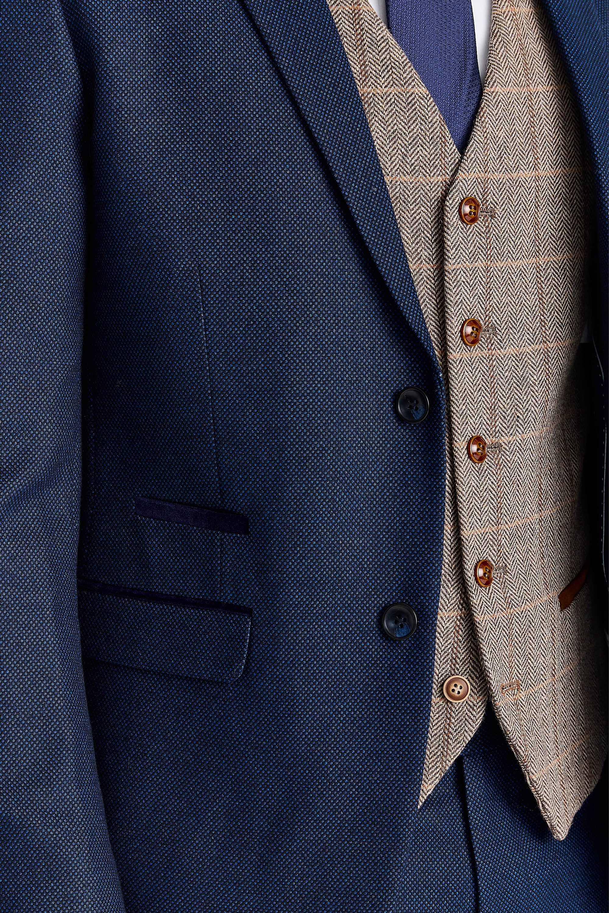 Arthur Navy Suit with Harris Brown Tweed Waistcoat