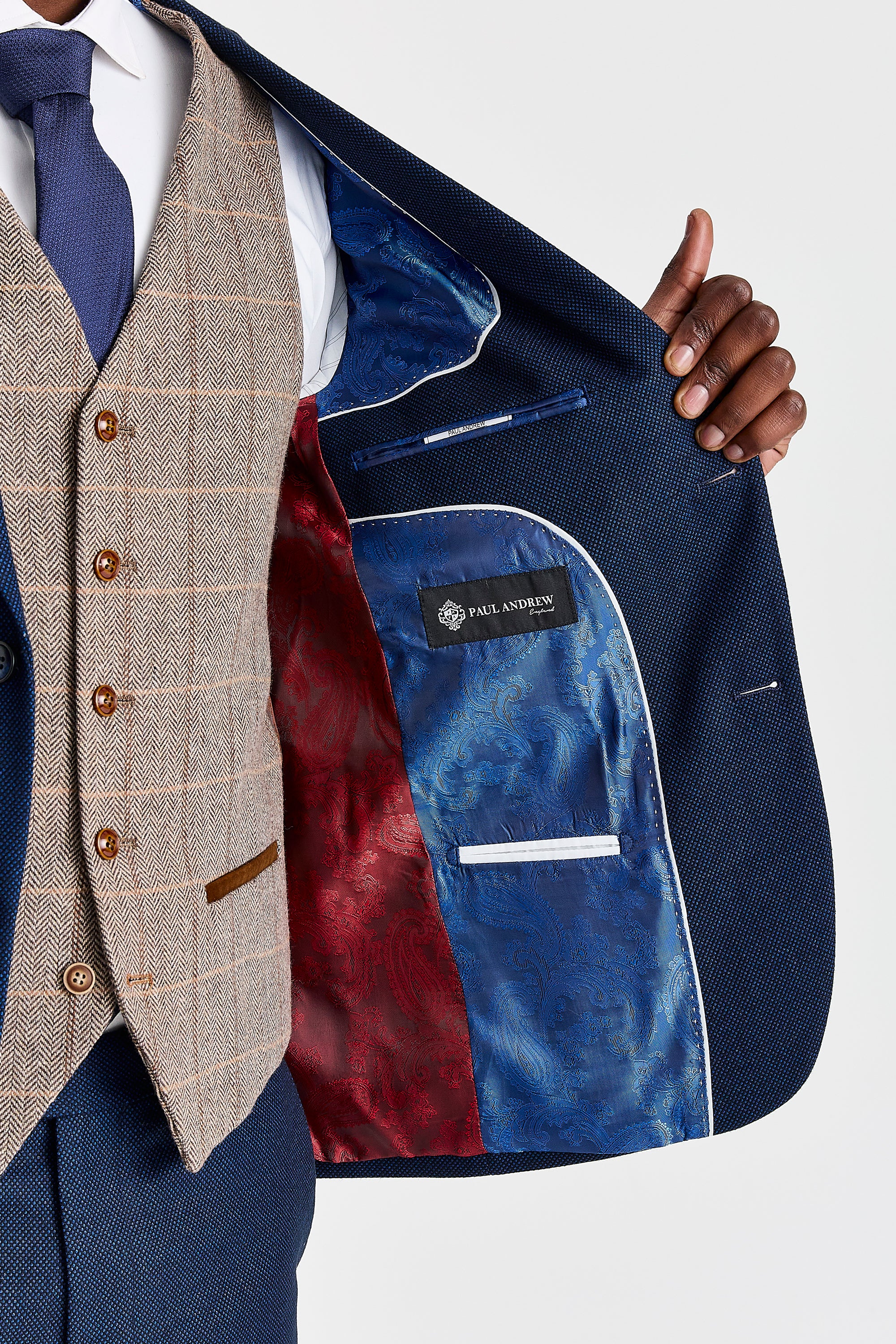 Arthur Navy Suit with Harris Brown Tweed Waistcoat