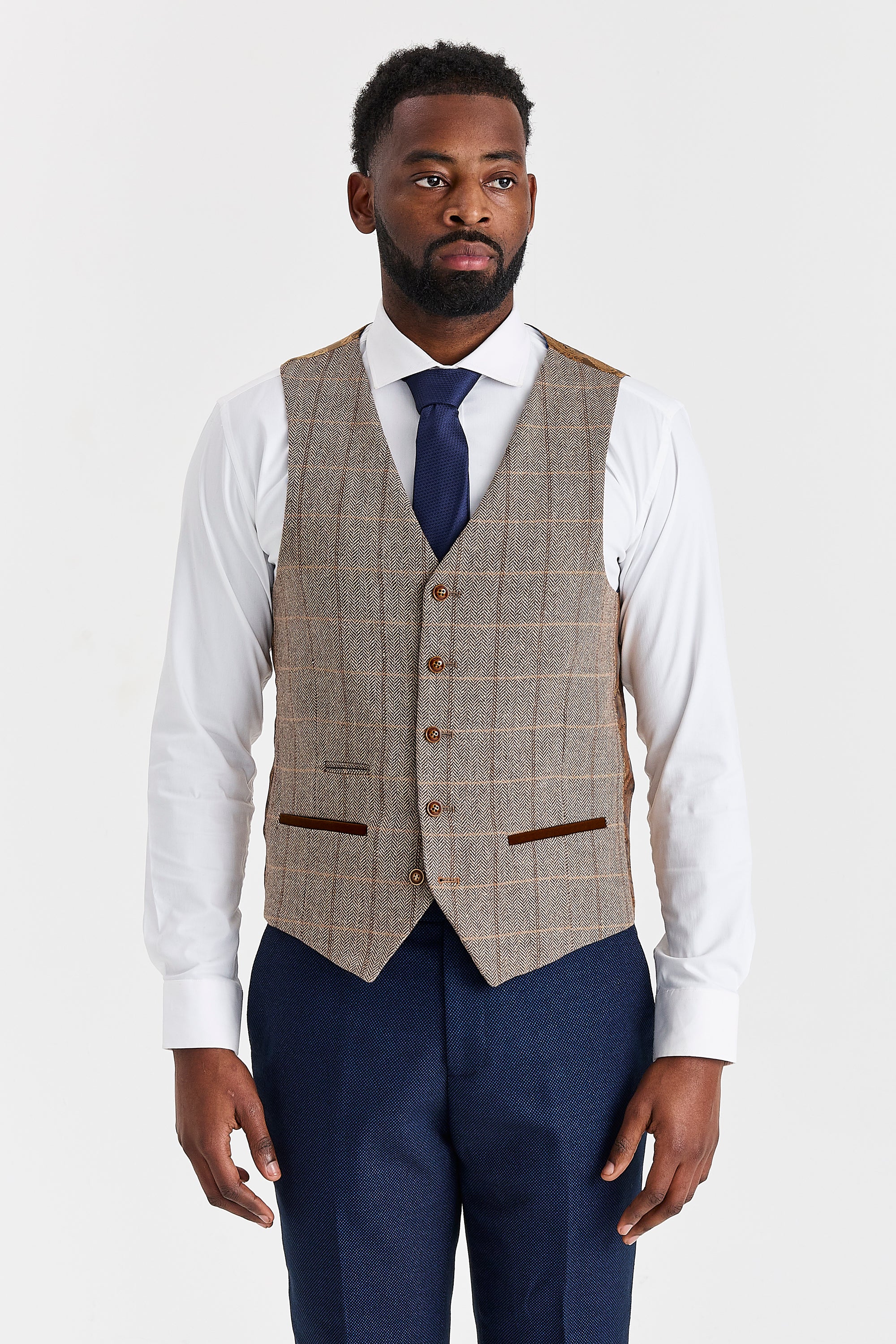 Arthur Navy Suit with Harris Brown Tweed Waistcoat