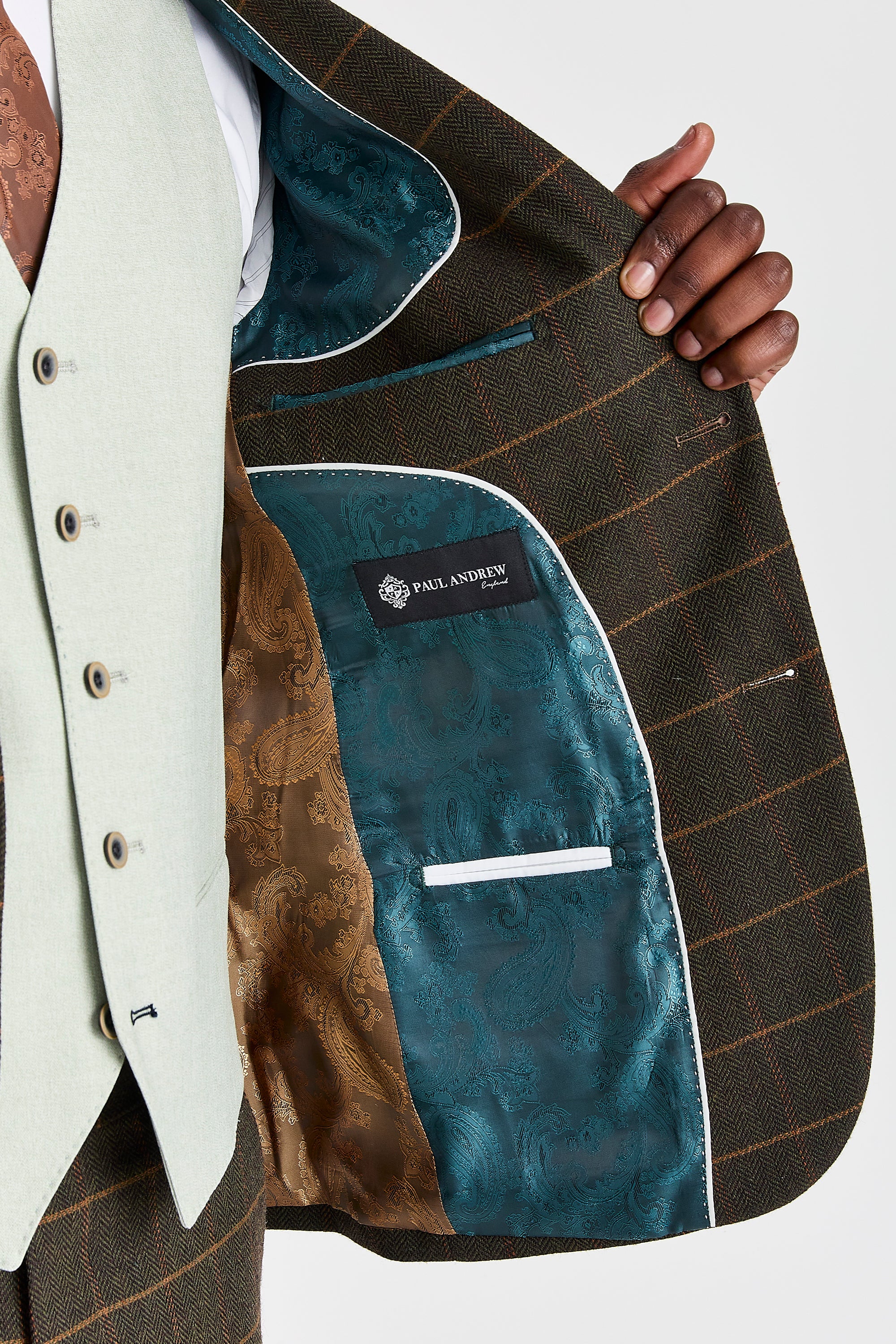Harris Green Check Tweed Suit with Belmont Sage Waistcoat