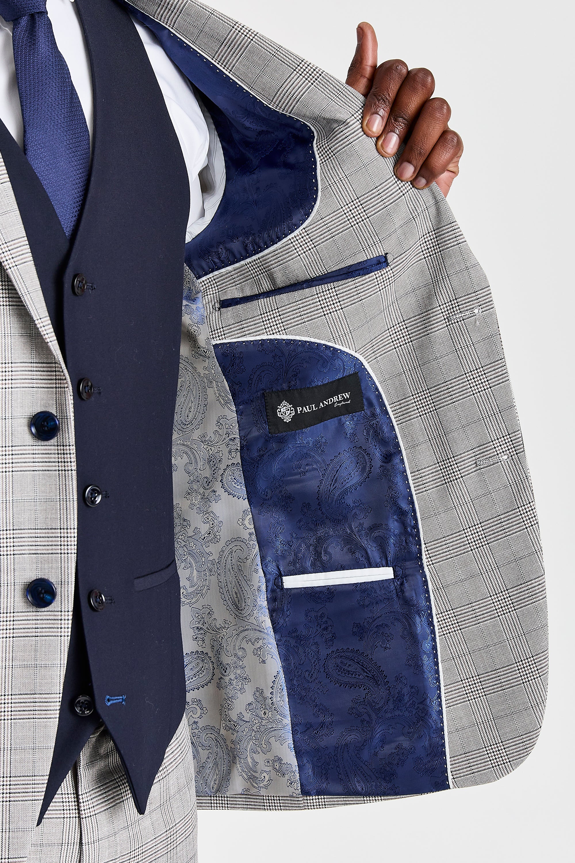 Hugo Grey Suit with Parker Navy Waistcoat