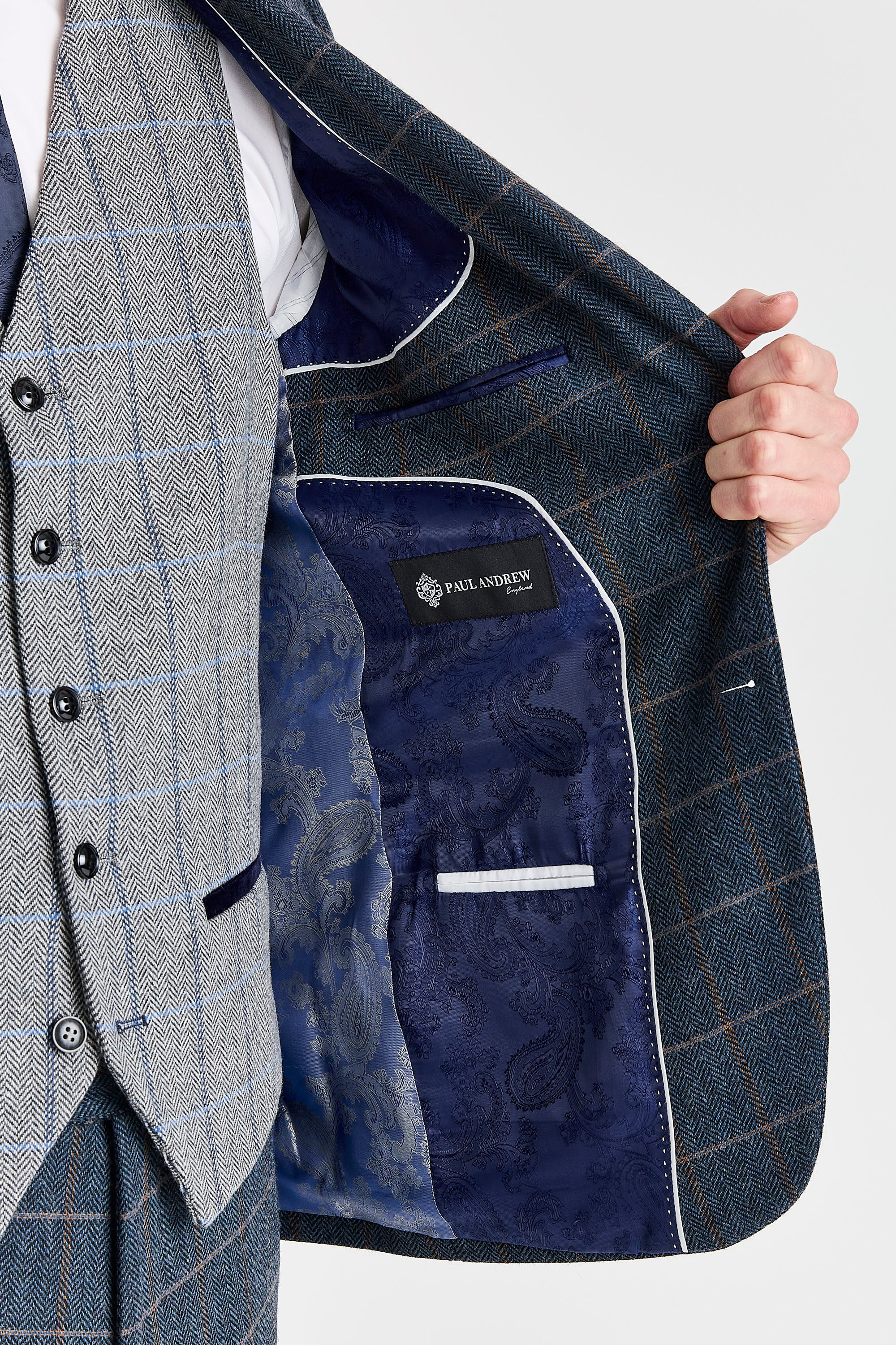 Harris Navy Tweed Suit with Harris Grey Tweed Waistcoat