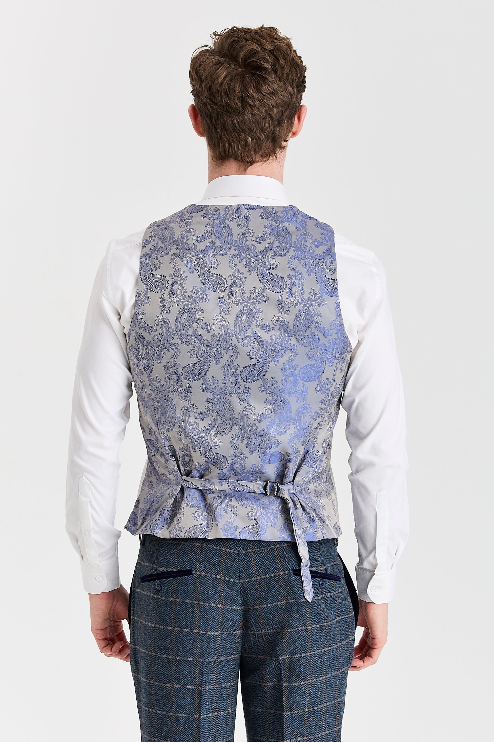 Harris Navy Tweed Suit with Belmont Silver Waistcoat