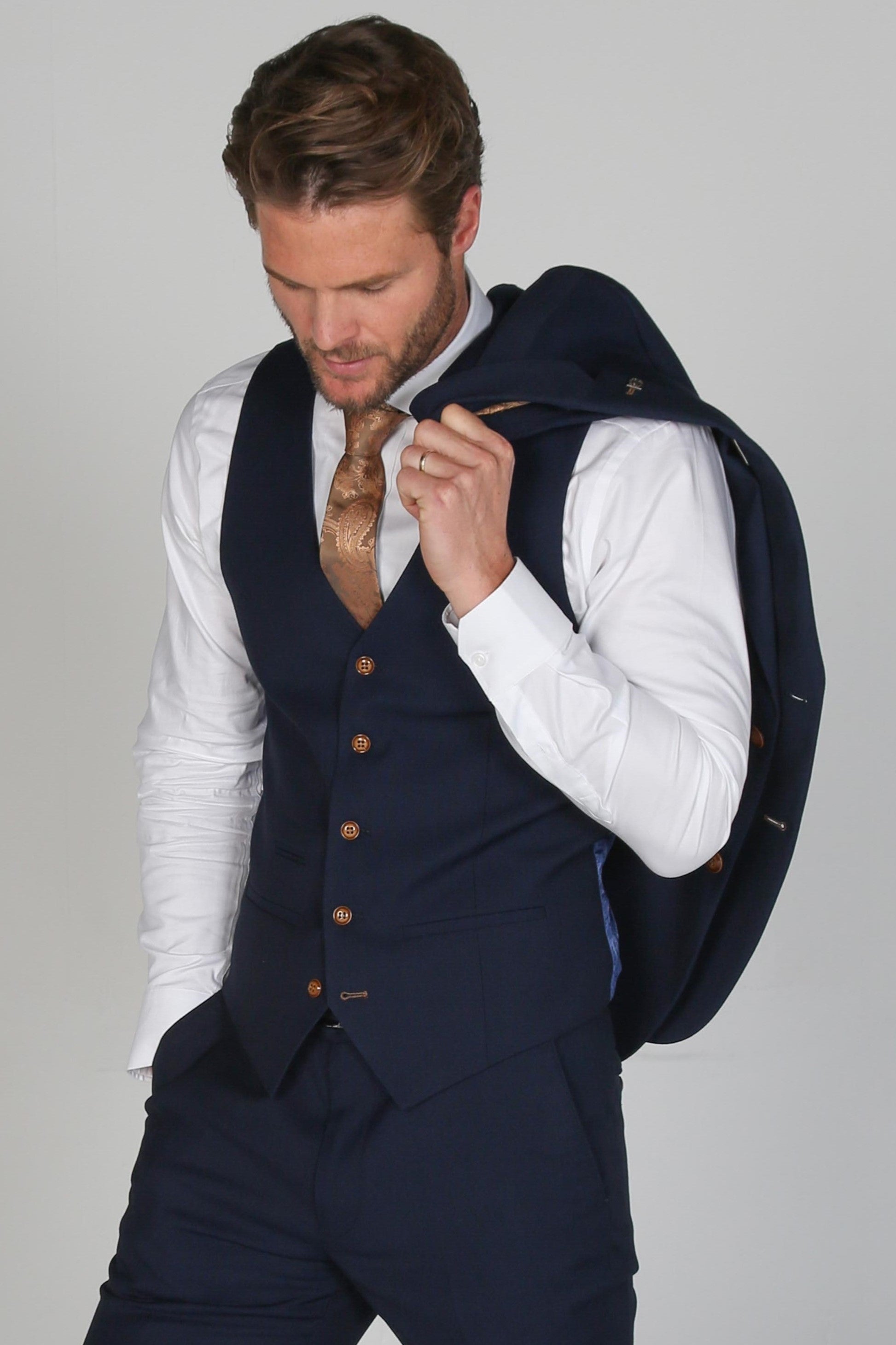 Navy Blue Mens Waistcoat Suit Mayfair Navy Men's Formal Waistcoat