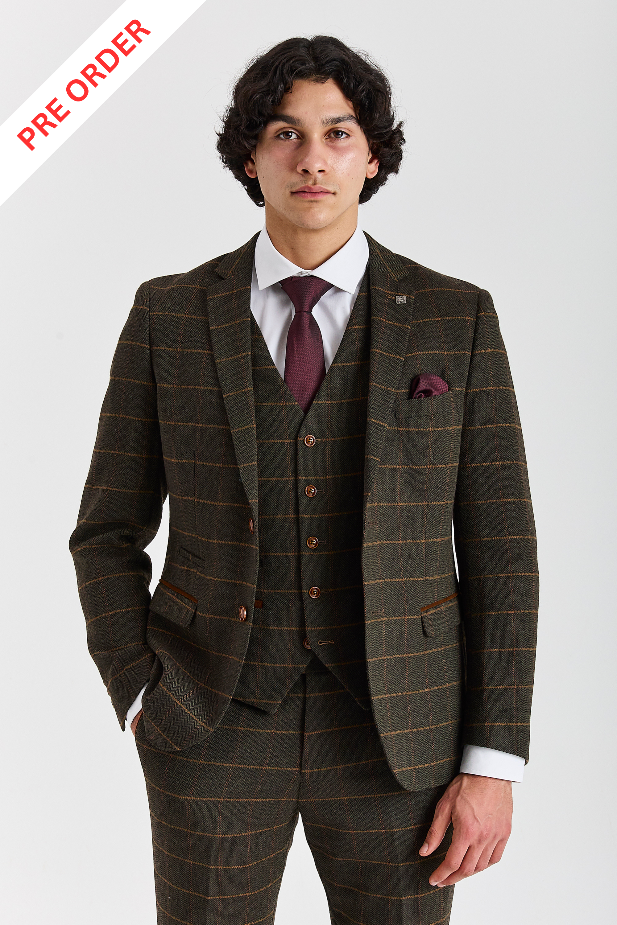 Harris Green Herringbone Tweed Check Three Piece Suit