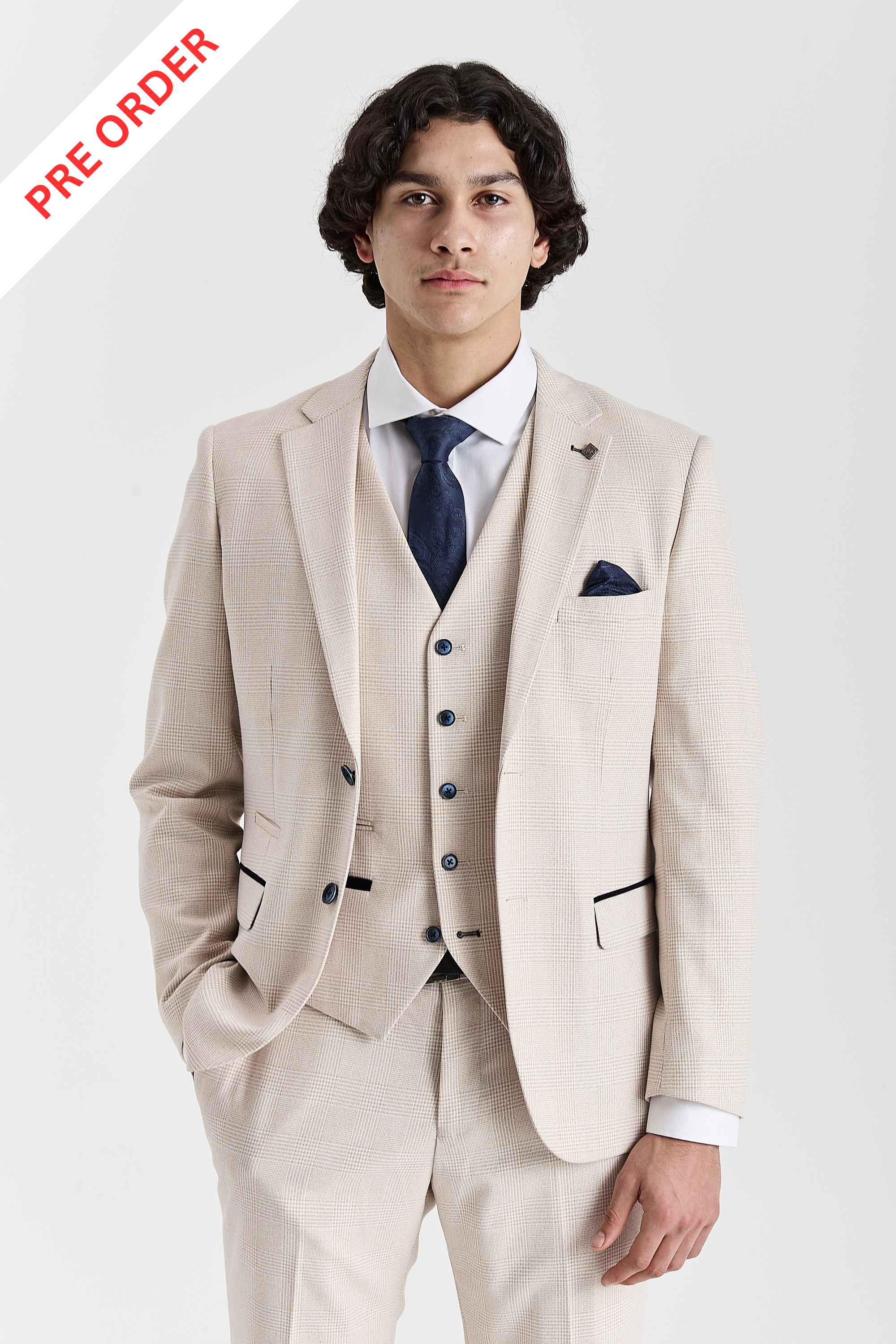 Regent Cream Check Three Piece Suit