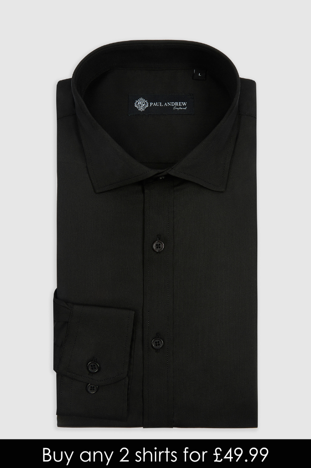 Oliver - Black Cutaway Collar Shirt