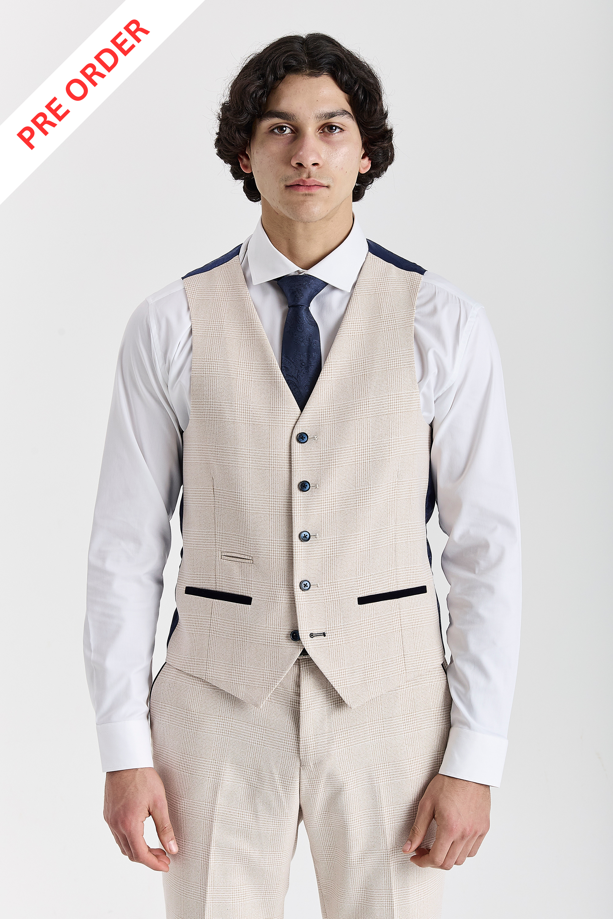 Regent - Men's Cream Check Waistcoat
