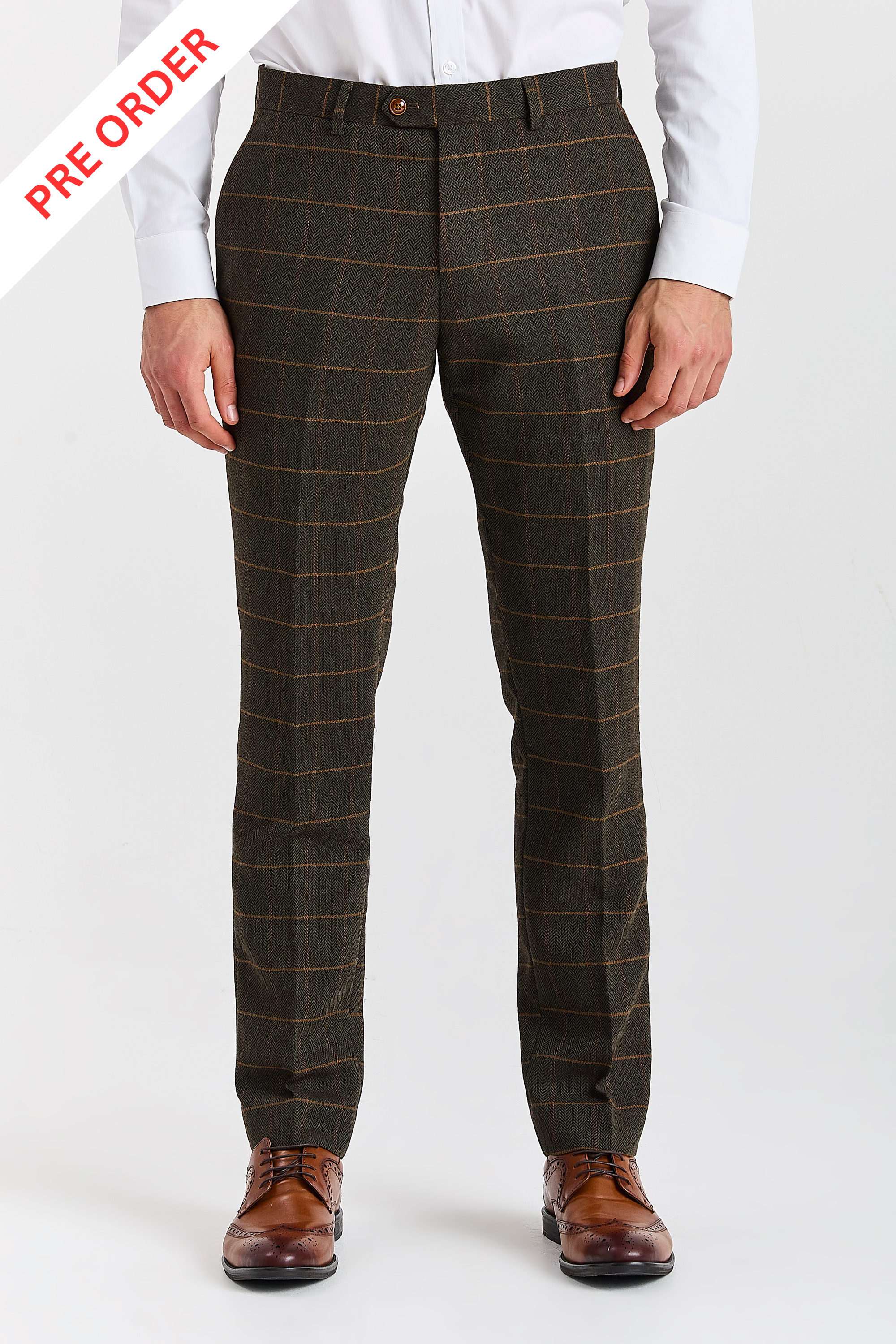 Harris - Men's Green Tweed Check Trousers