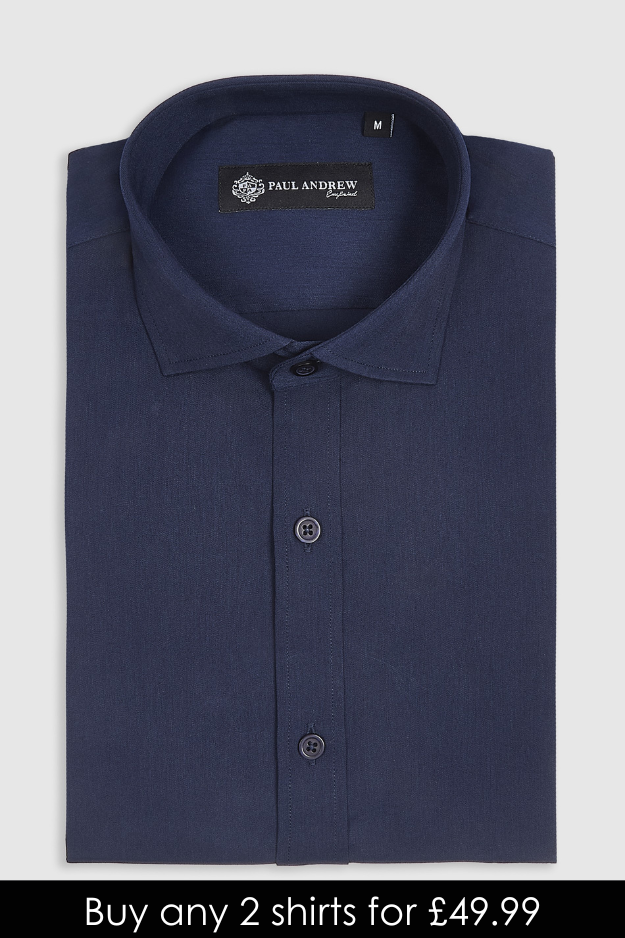 Oliver - Navy Cutaway Collar Shirt