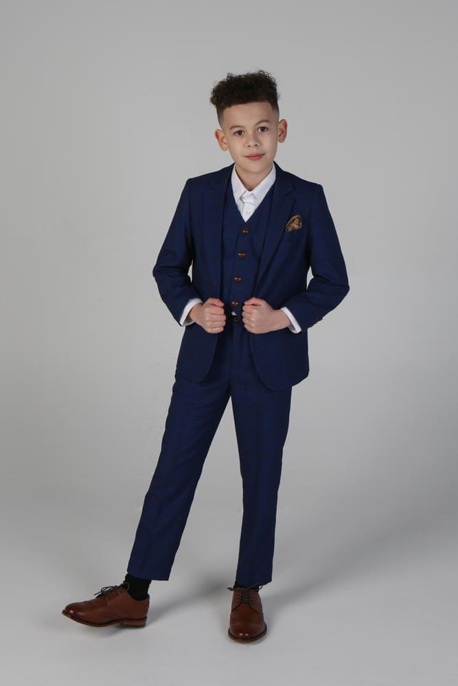 Back View of Device - Boy's Alex Navy Three Piece Suit