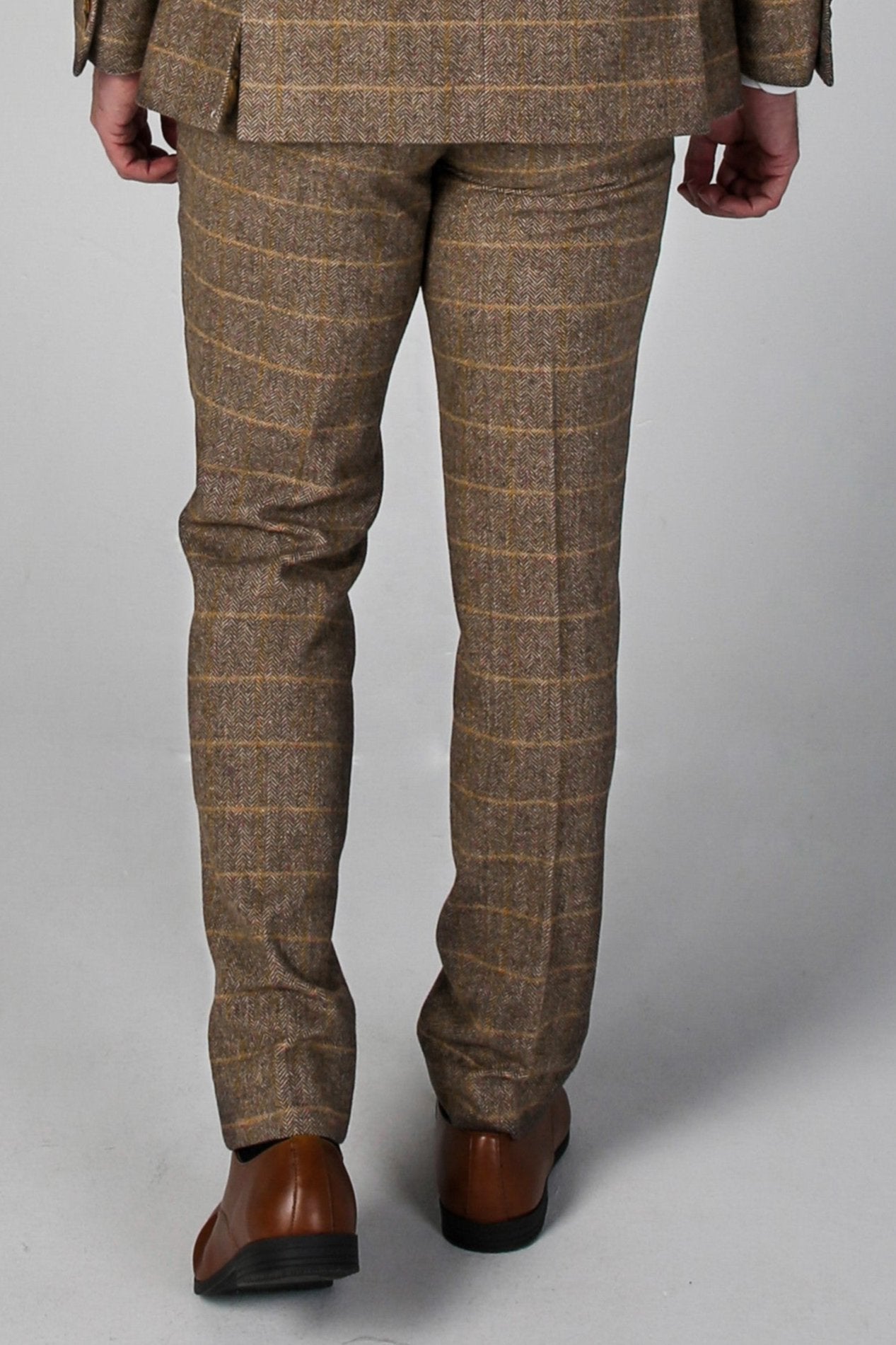 Harris - Mens Brown Tweed Check Trousers