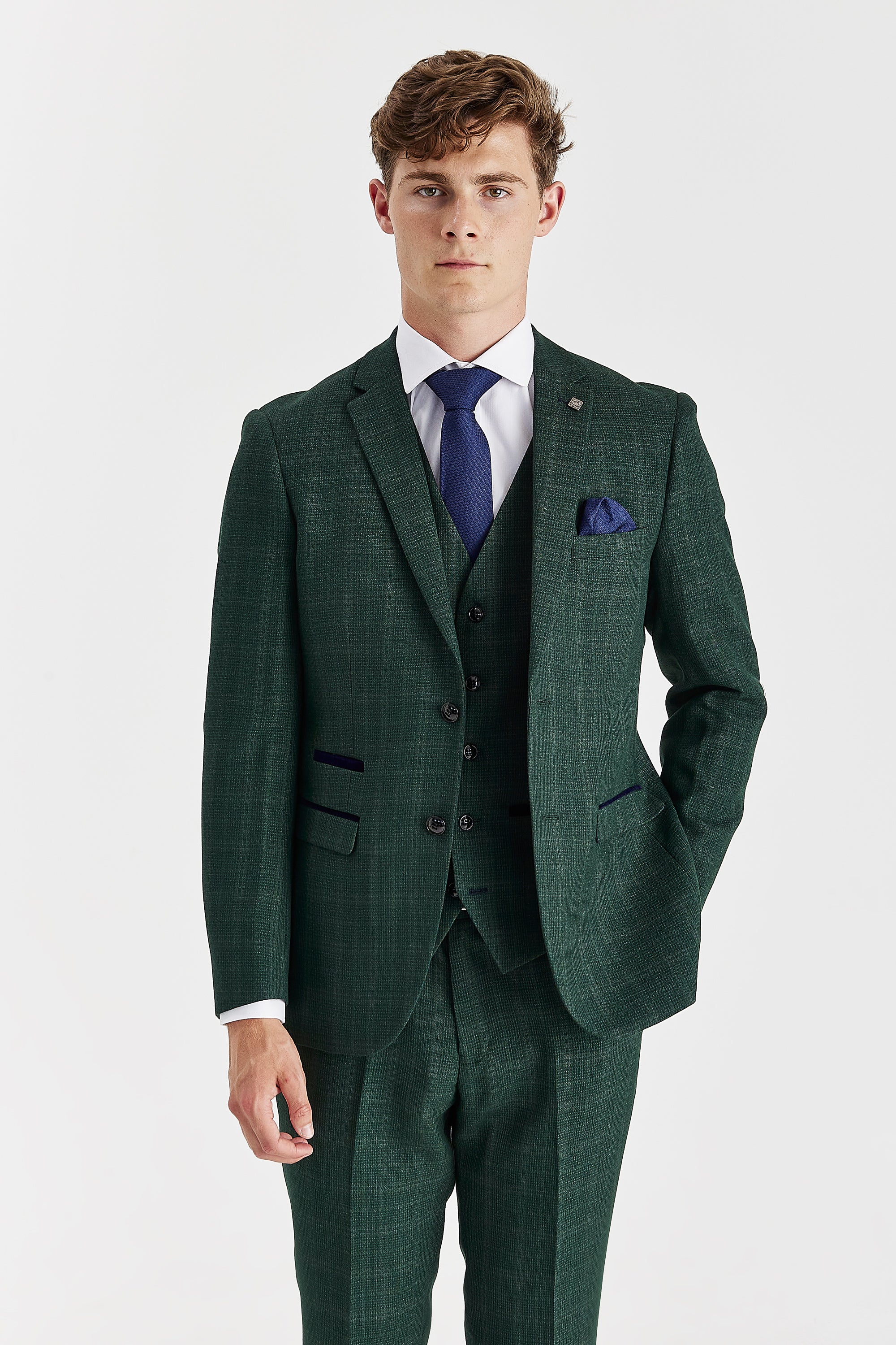 Leo Green Check Three Piece Suit