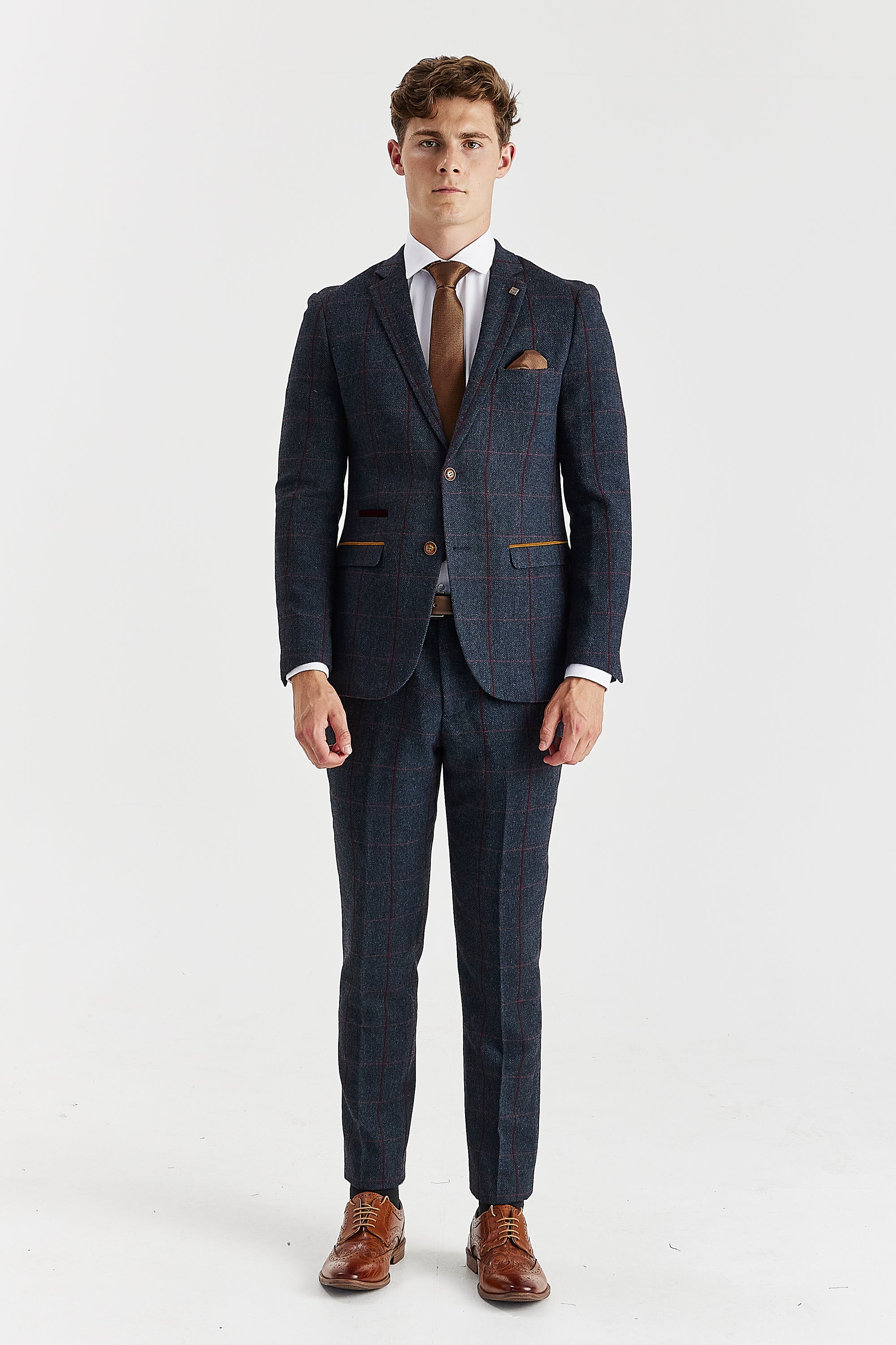 Madrid Navy Tweed Check Two Piece Suit