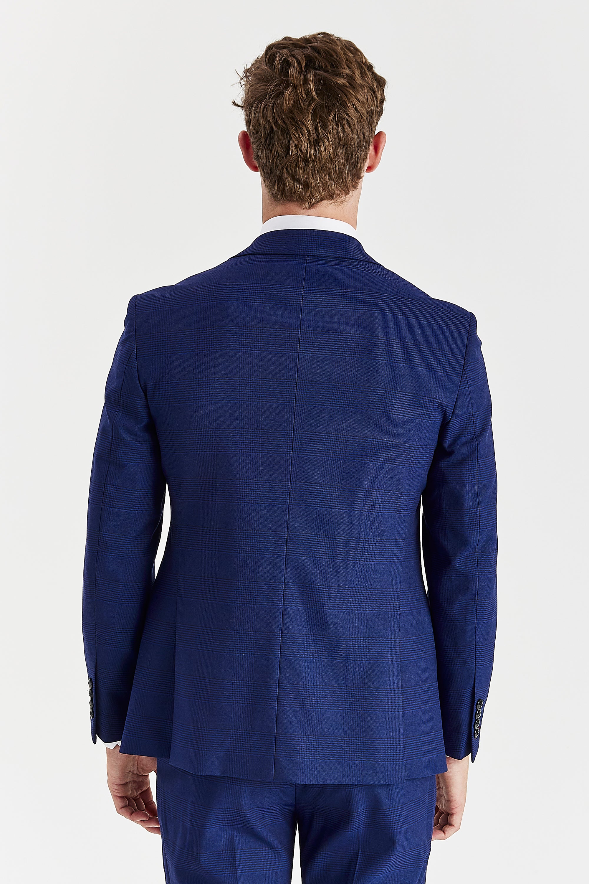Mark Blue Check Three Piece Suit
